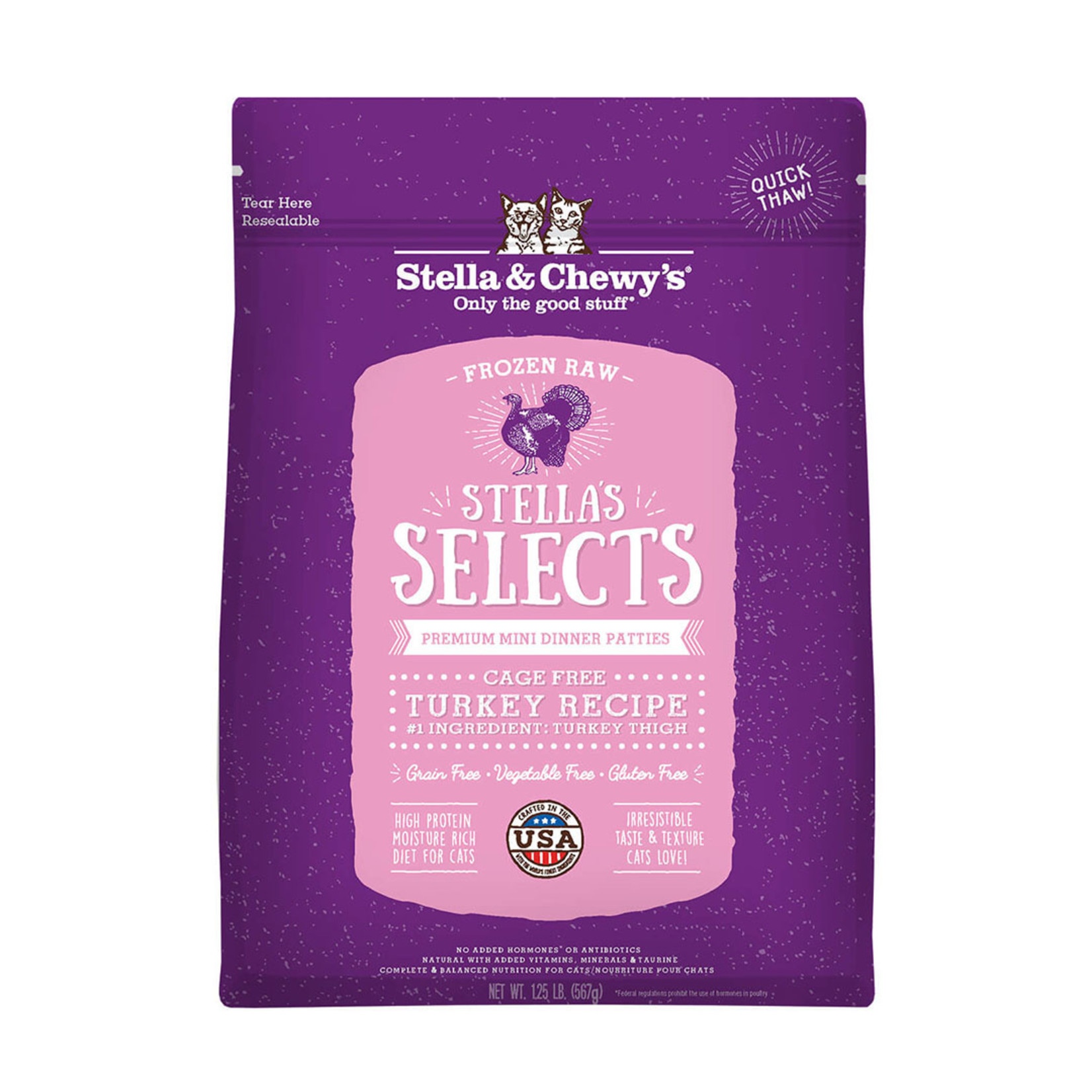 Stella & Chewys Stella & Chewy's Selects Frozen Raw Cage-Free Turkey Cat 1lb