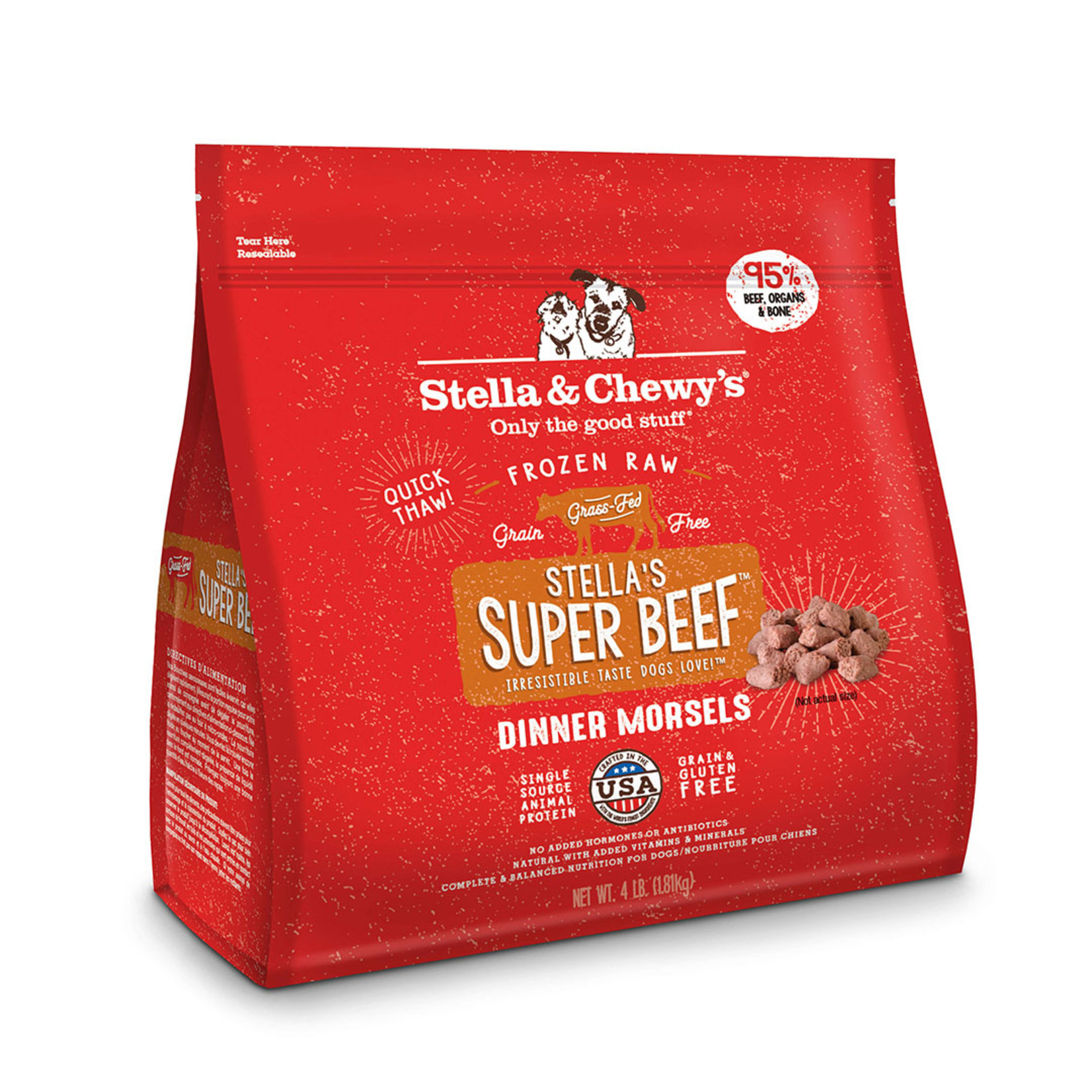 Stella & Chewys Stella & Chewy's Super Beef Frozen Raw Morsels Dog Food 4lb