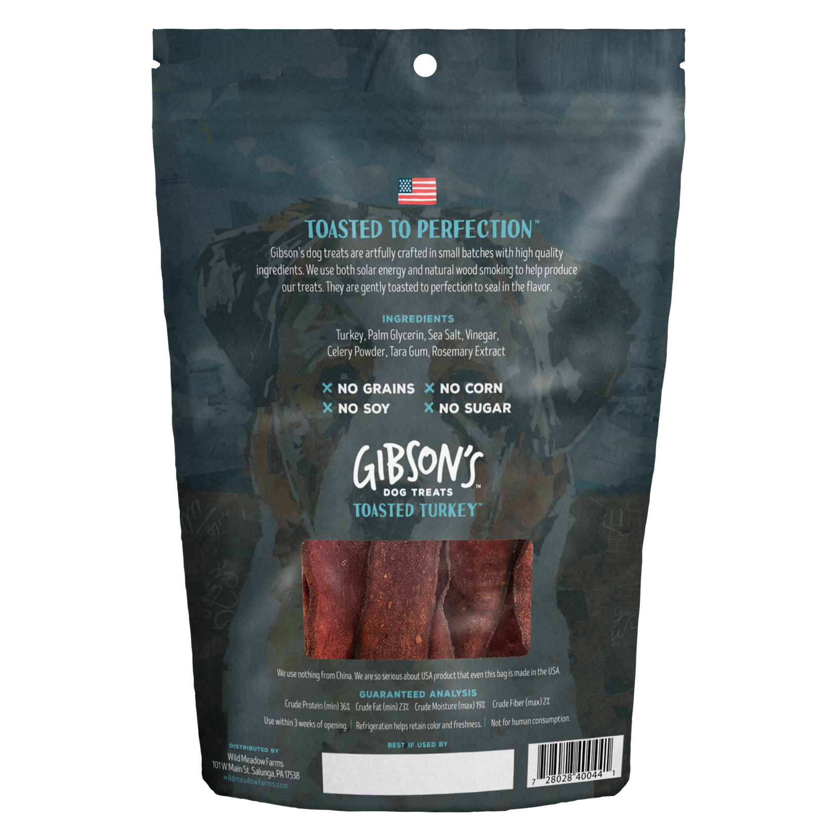 Wild Meadow Farms GIBSON'S Toasted Turkey Jerky Dog Treats 3oz