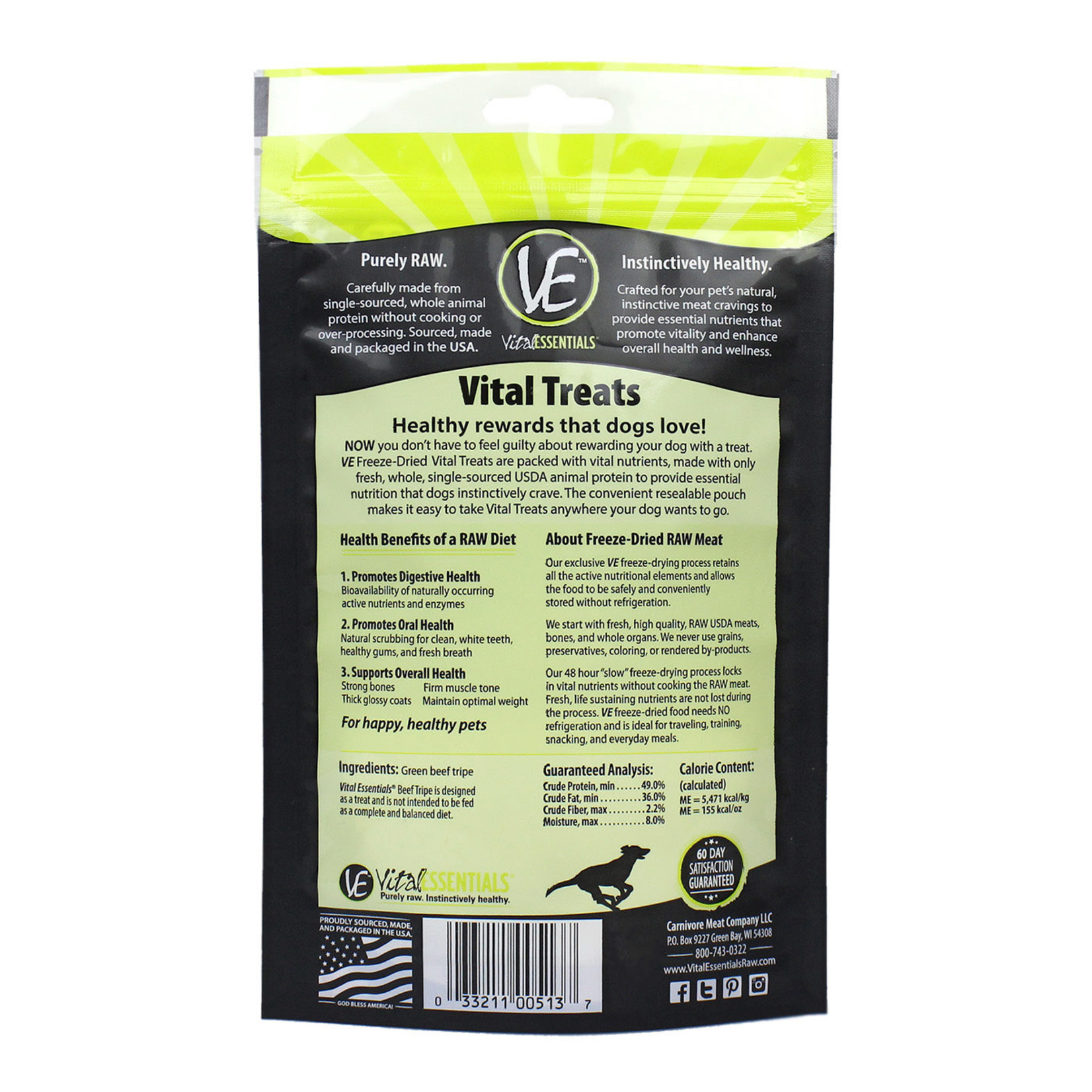 Vital Essentials Vital Essentials Freeze Dried Beef Tripe Dog Treats 2.3oz