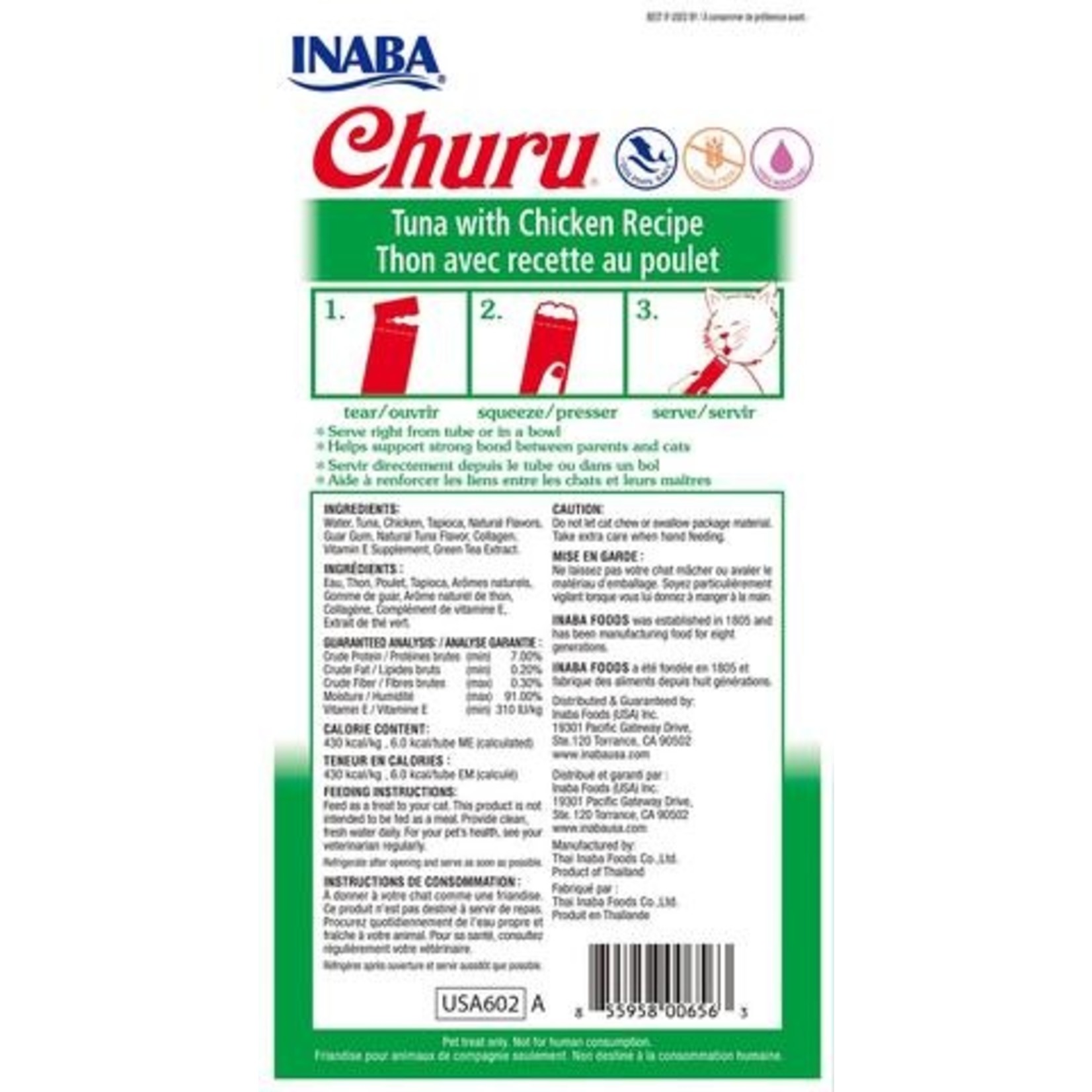 Inaba Ciao Churu Tuna with Chicken Puree Cat Treats 2oz