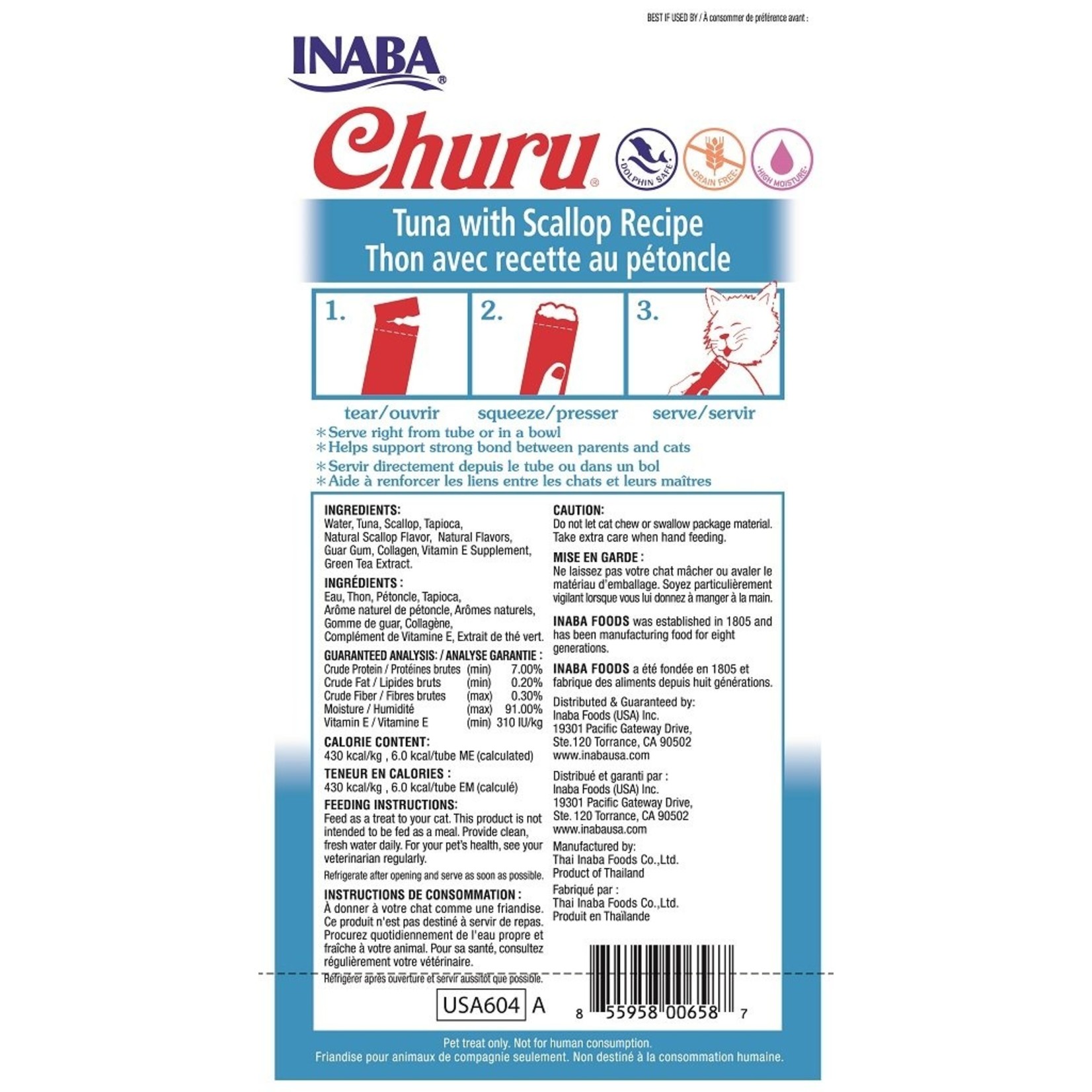 Inaba Ciao Churu Tuna & Scallop Cat Puree Treats 2oz