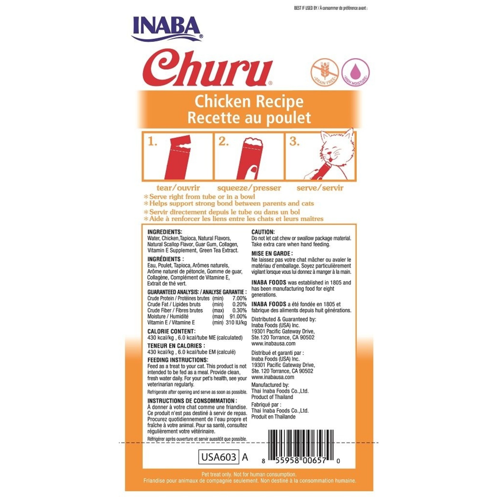 Inaba Ciao Churu Chicken Cat Puree Treats 2oz