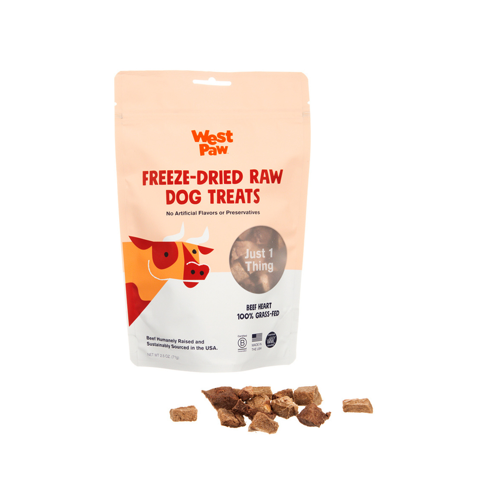 West Paw WESTPAW Freeze Dried Beef Hearts Dog Treats 2.5oz