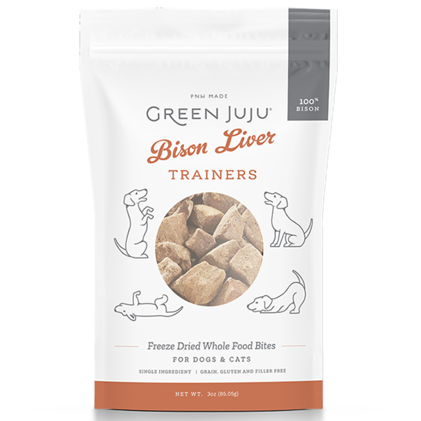 Green Juju Green Juju Freeze Dried Trainers Bison Dog Treats 3oz