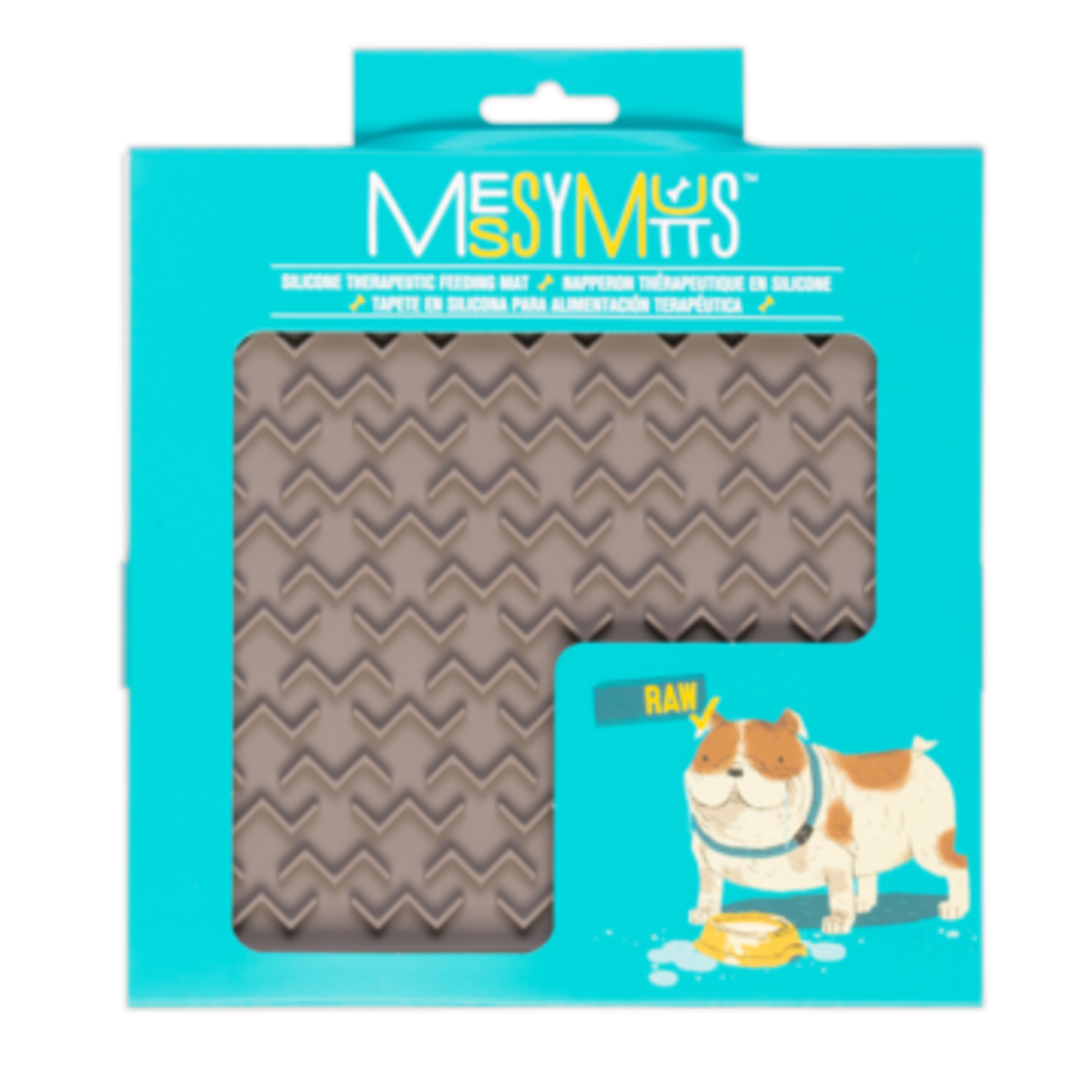 Messy Mutts MESSY MUTTS Silicone Lick Mat 8x8 w/ Spatula Grey