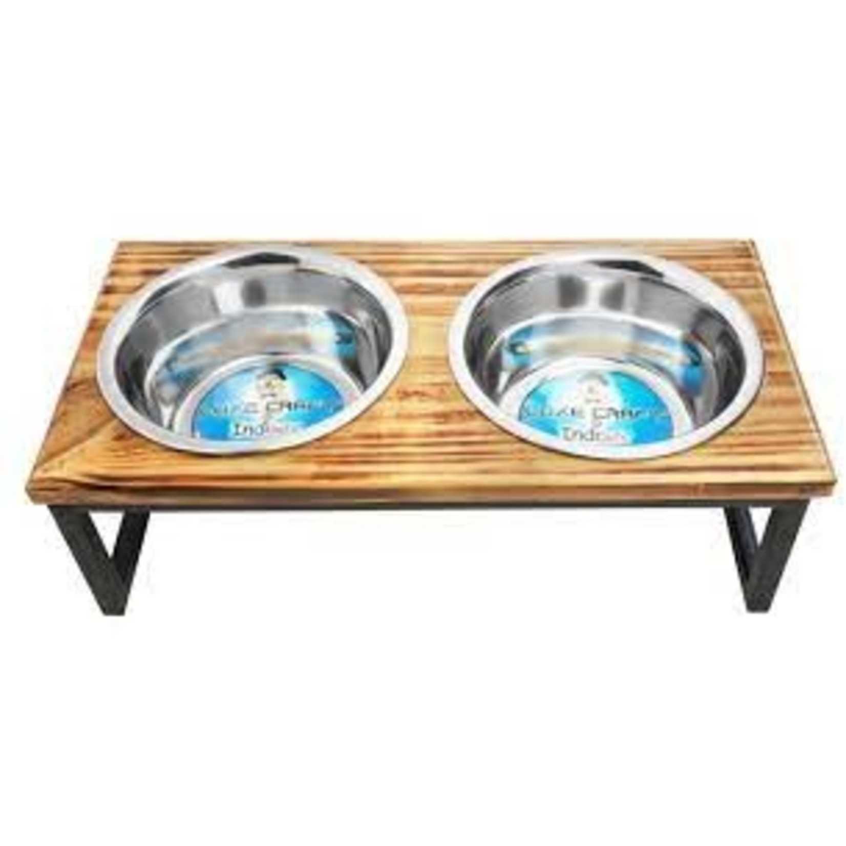 Indipets Double Diner Stainless w/ Wood 2qt