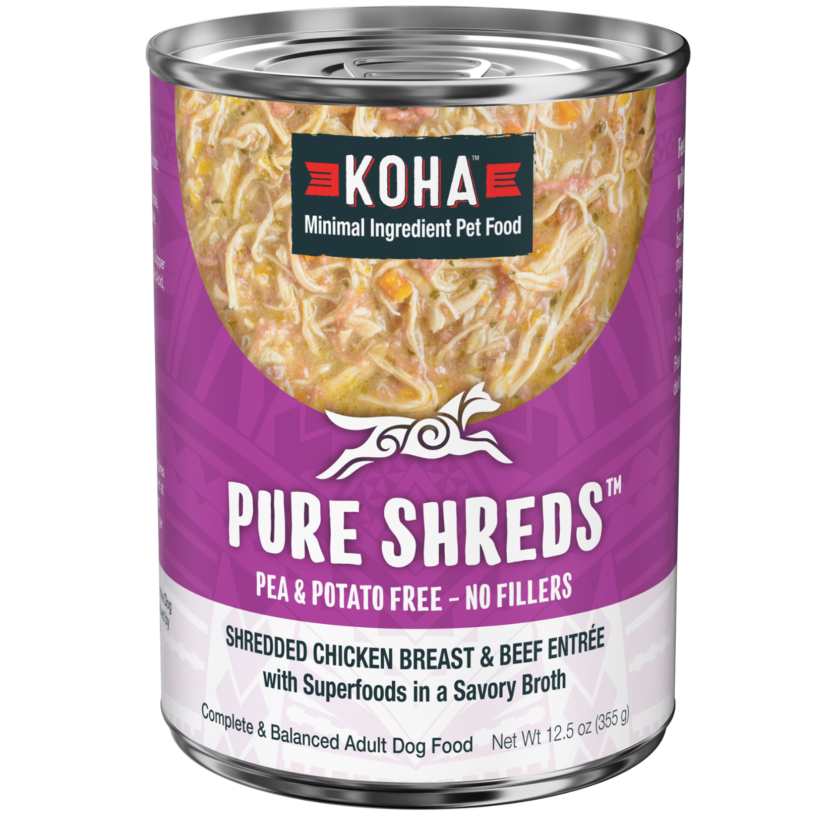 Koha KOHA Pure Shreds Chicken & Beef Entree High Protein Wet Dog Food 12.5 oz