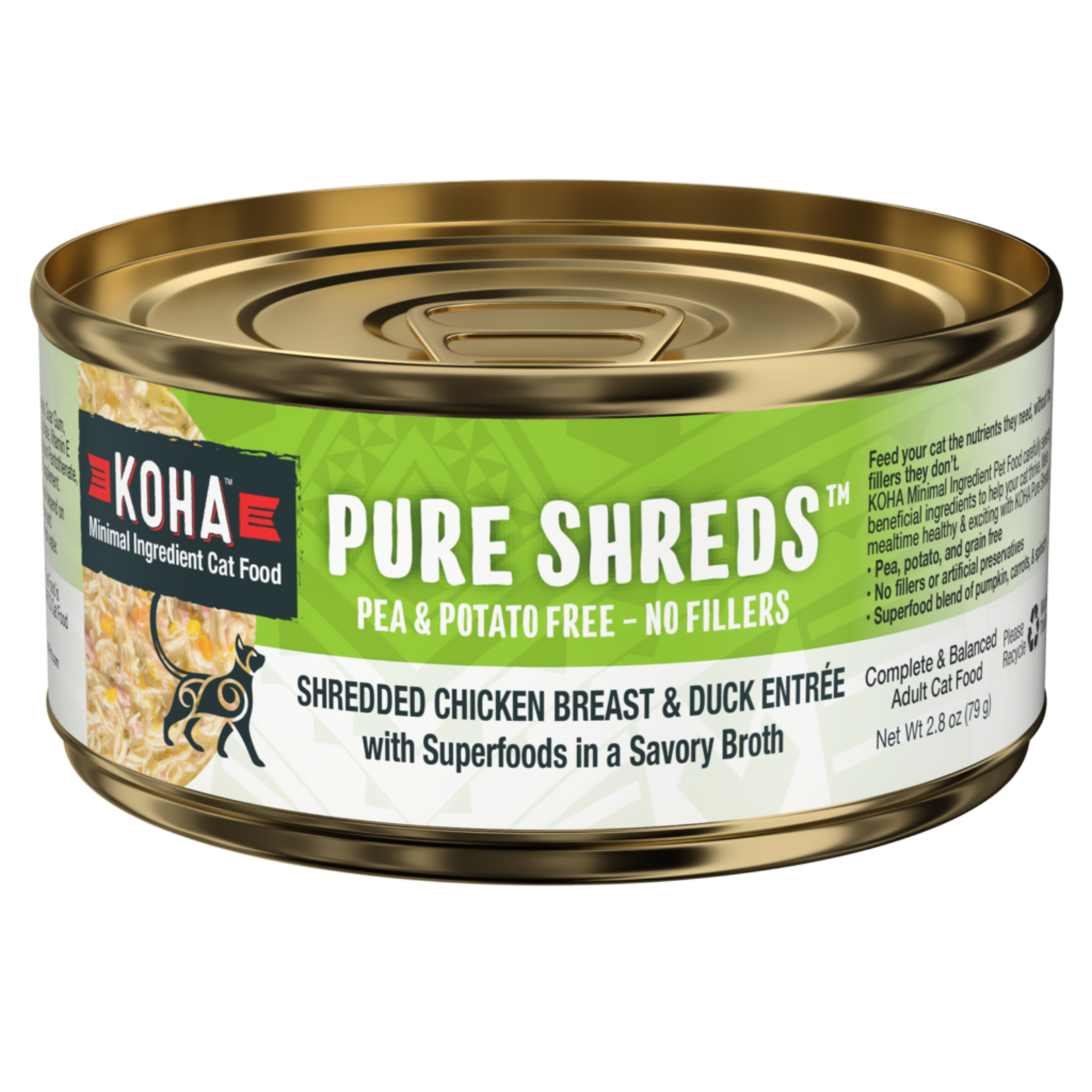 Koha KOHA Pure Shreds Chicken Breast & Duck Entrée Grain-Free Wet Cat Food 2.8 oz