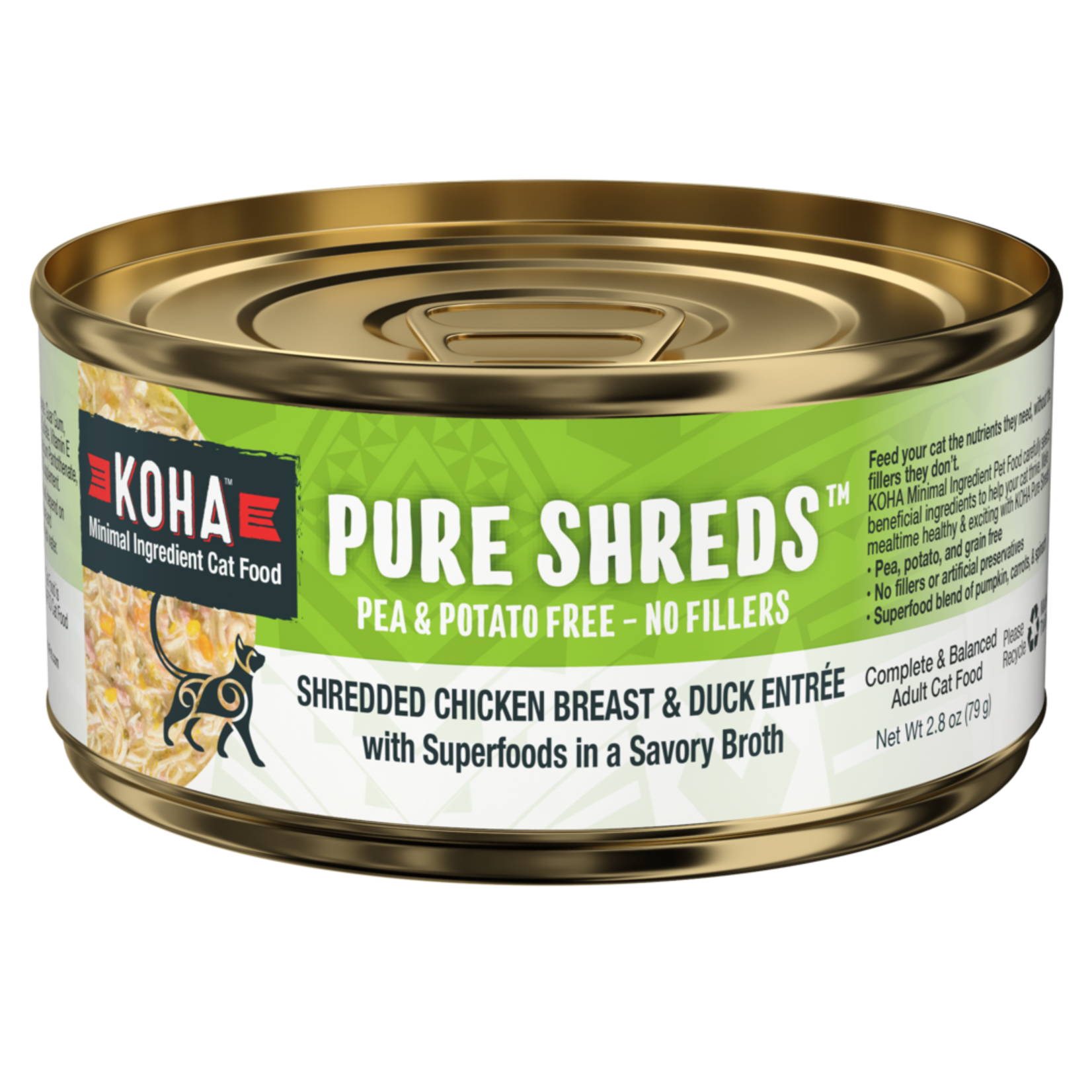 Koha KOHA Pure Shreds Chicken & Duck Cat Can 2.8 oz