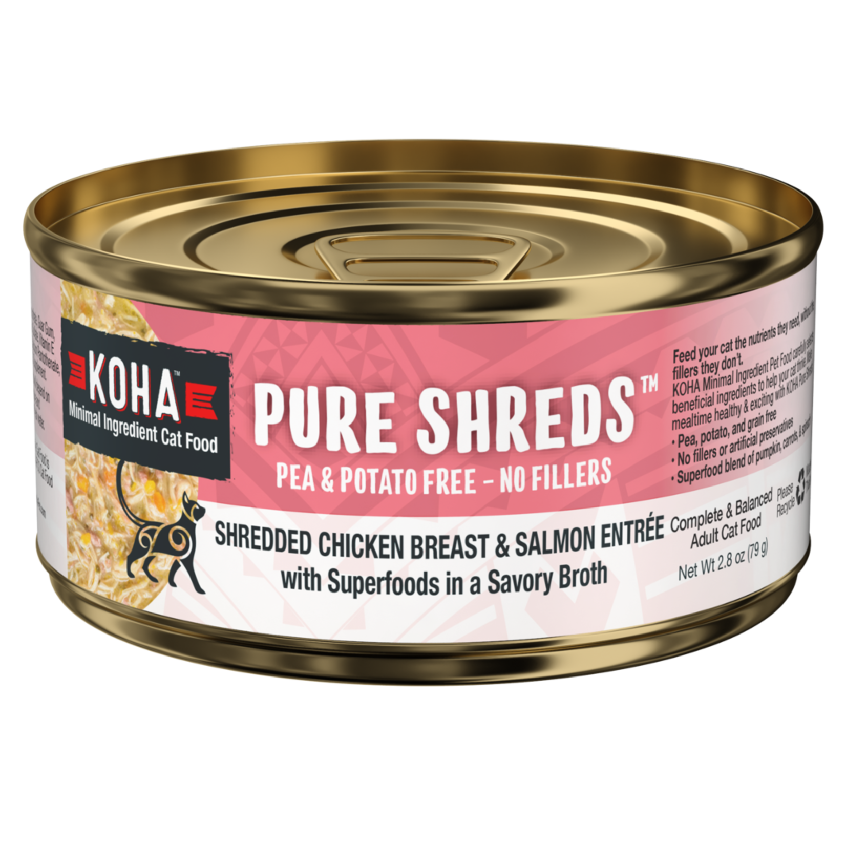 Koha KOHA CAT PURE SHREDS CHICKEN BREAST & SALMON 2.8 OZ