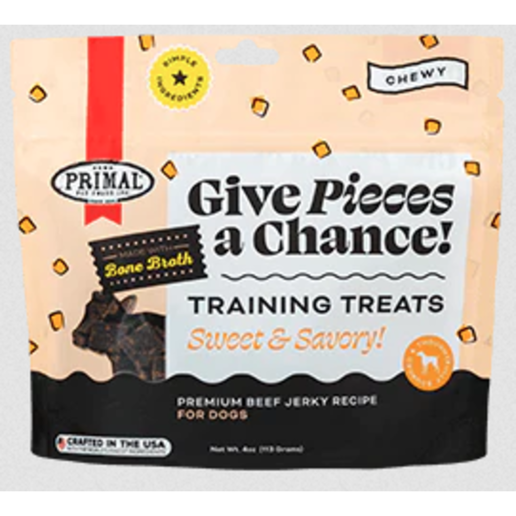 PRIMAL Give Pieces A Chance Beef Jerky Dog Treat 4oz *Special Order*