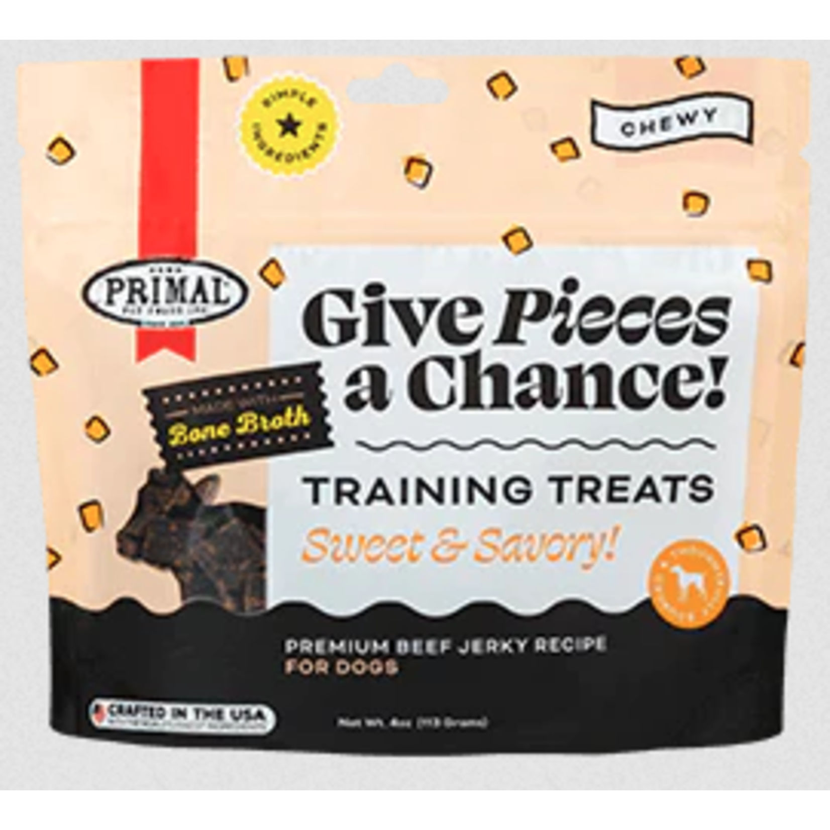 PRIMAL Give Pieces A Chance Beef Jerky Dog Treat 4oz