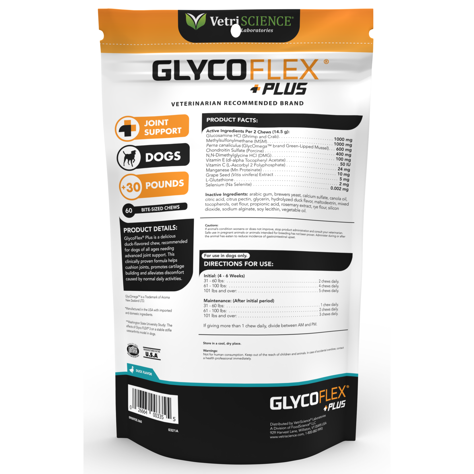 Pet Naturals / VetriScience VETRI Glycoflex Plus Dog Supplement Chews 60ct