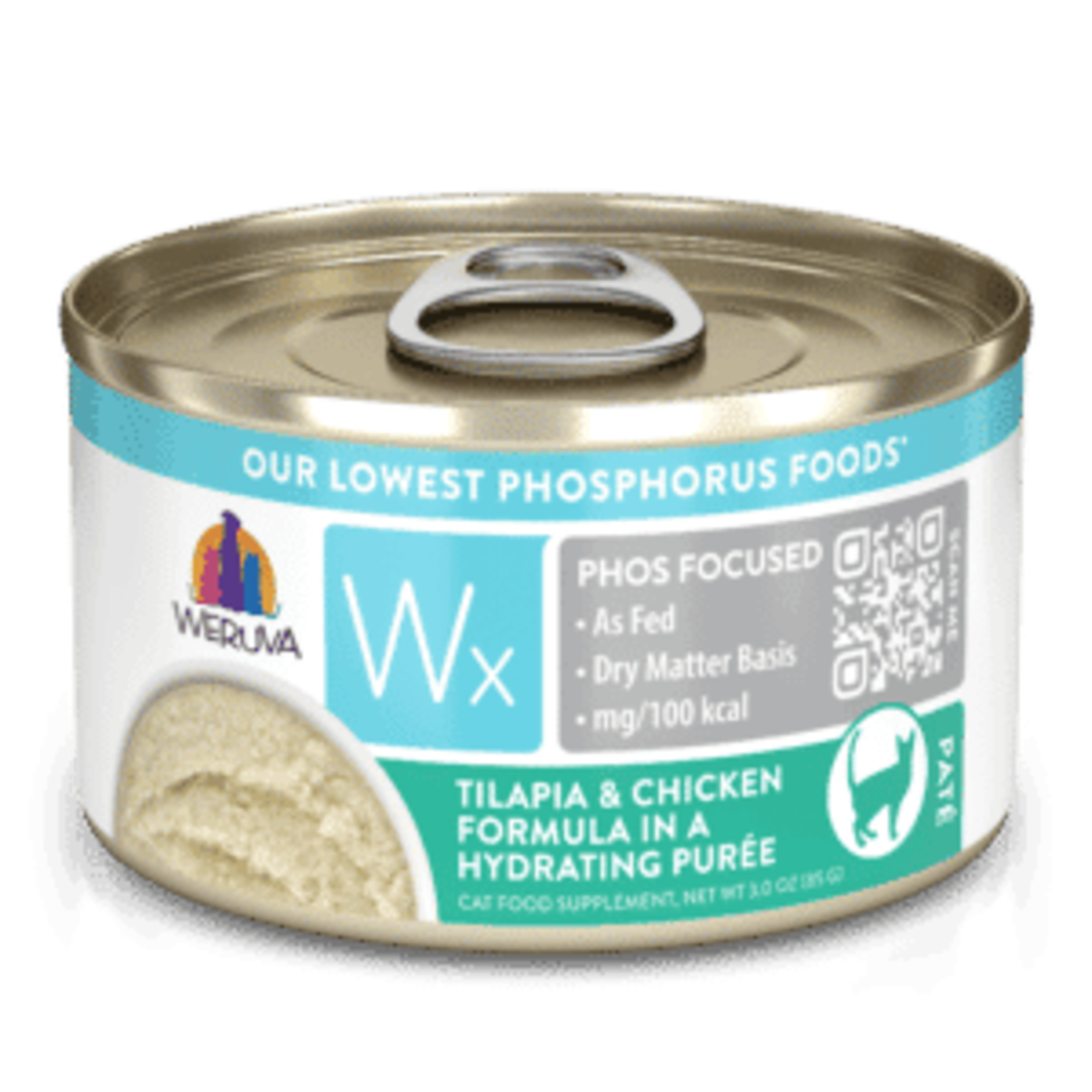 Weruva Weruva Wx Phos Focused Tilapia & Chicken Formula in a Hydrating Purée Wet Cat Food 3 oz