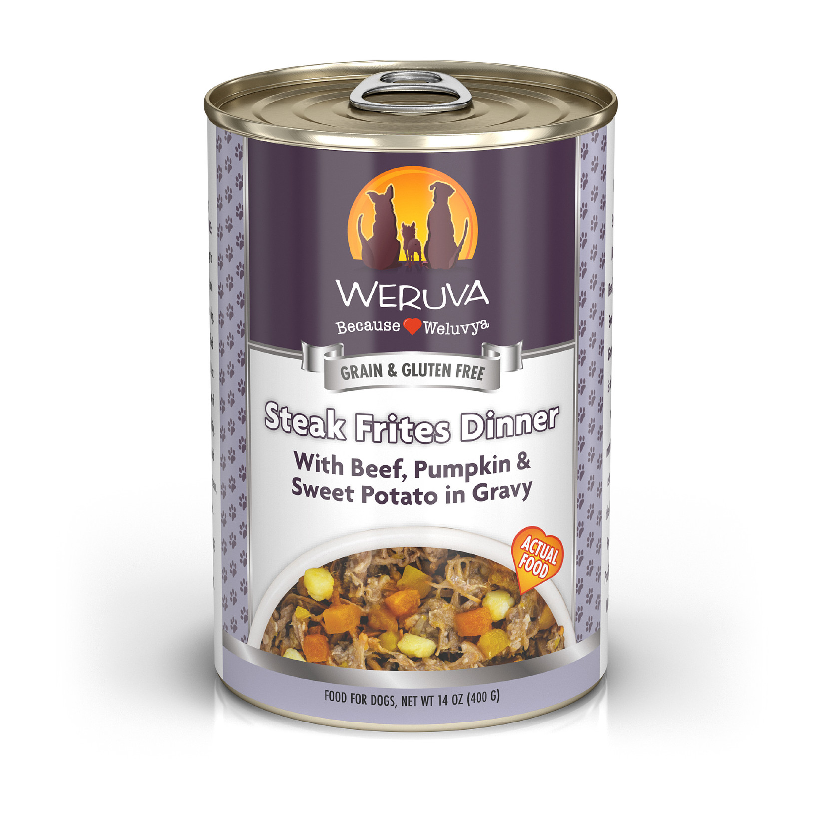 Weruva Weruva Steak Frites Dinner Beef, Pumpkin & Sweet Potato in Gravy Wet Dog Food 14oz