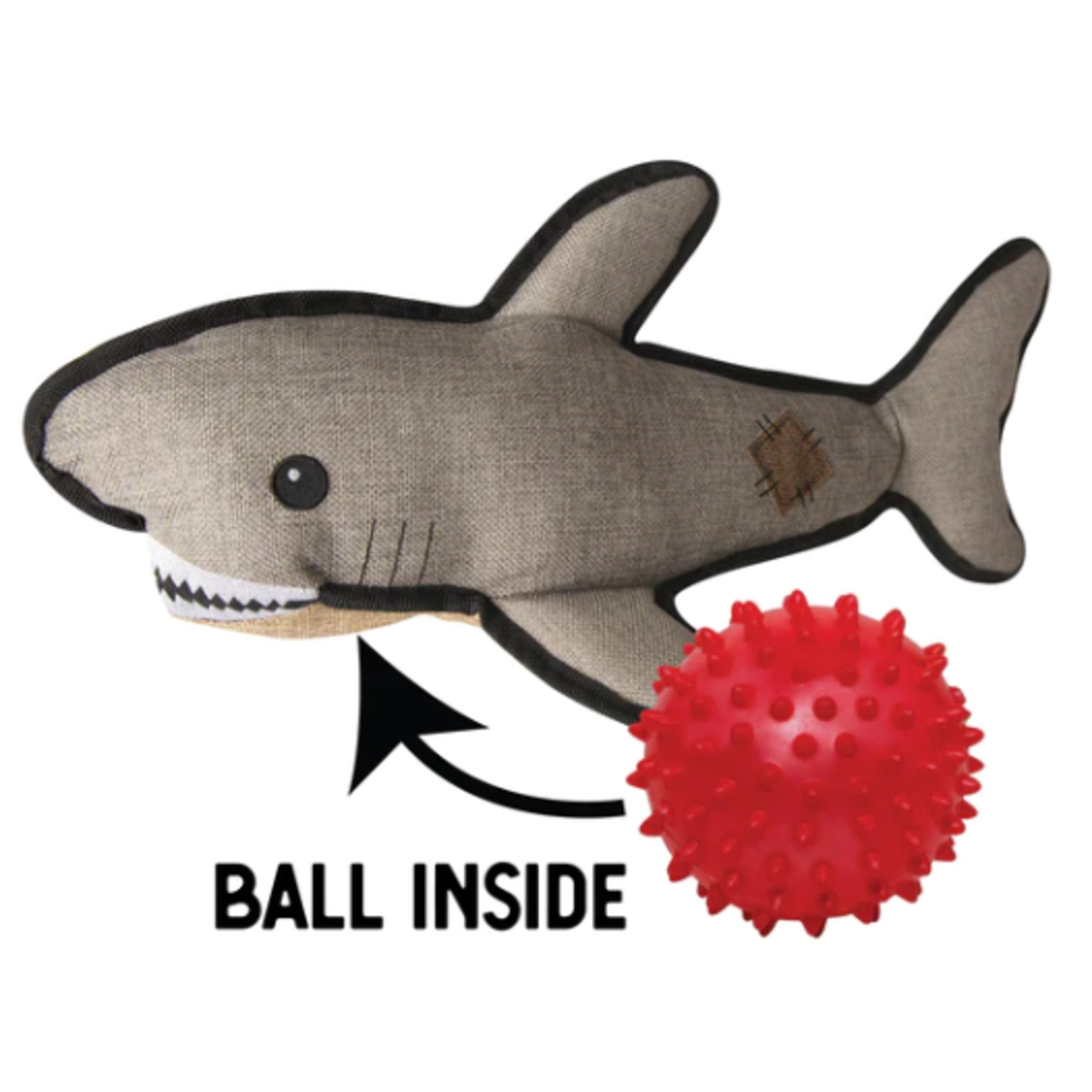 SnugArooz SnugArooz Saul the Shark with Ball Medium+ Dog Toy