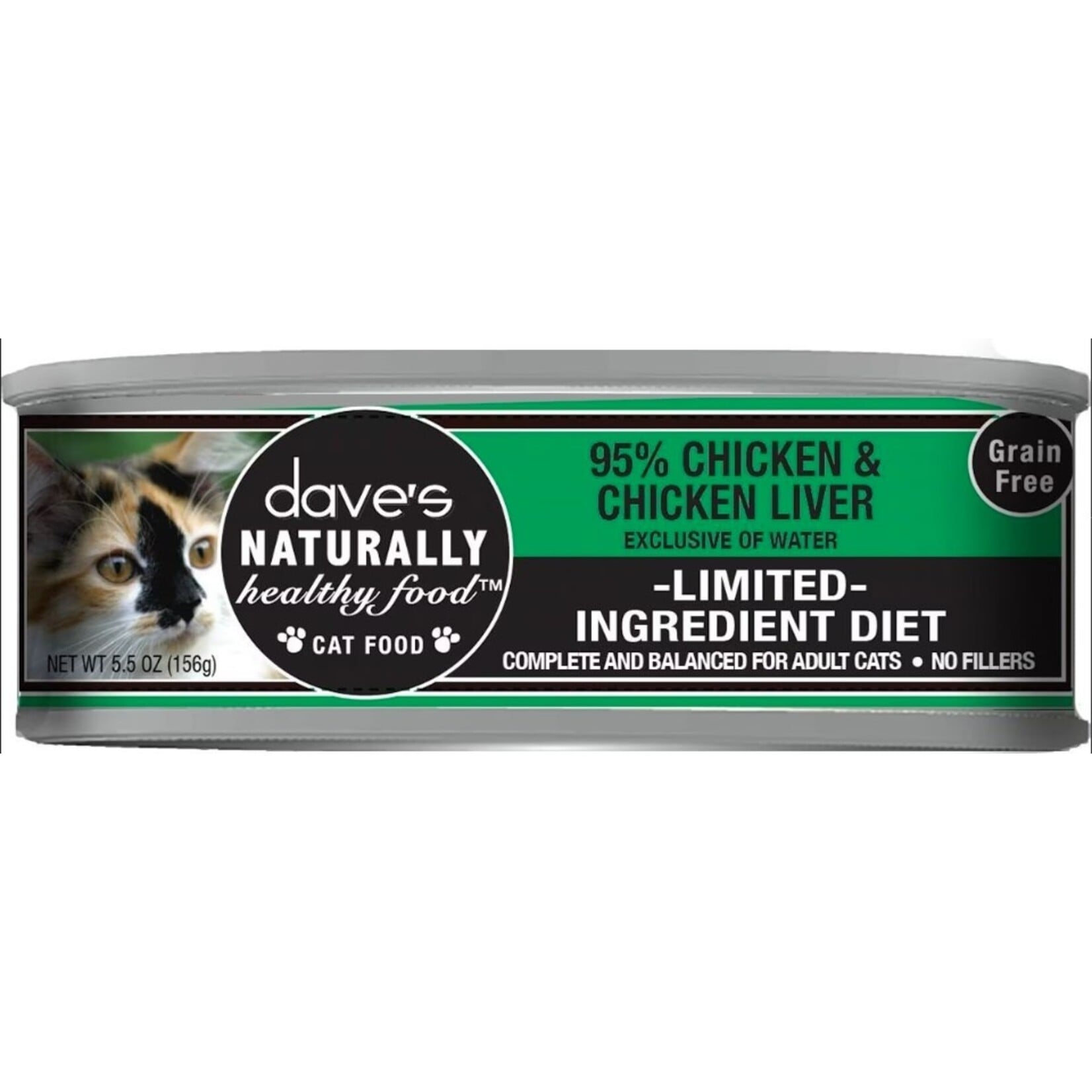 Dave's Pet Food Dave's 95% Chicken & Chicken Liver Pate Limited Ingredient Carrageenan Free Wet Cat Food 5.5 oz