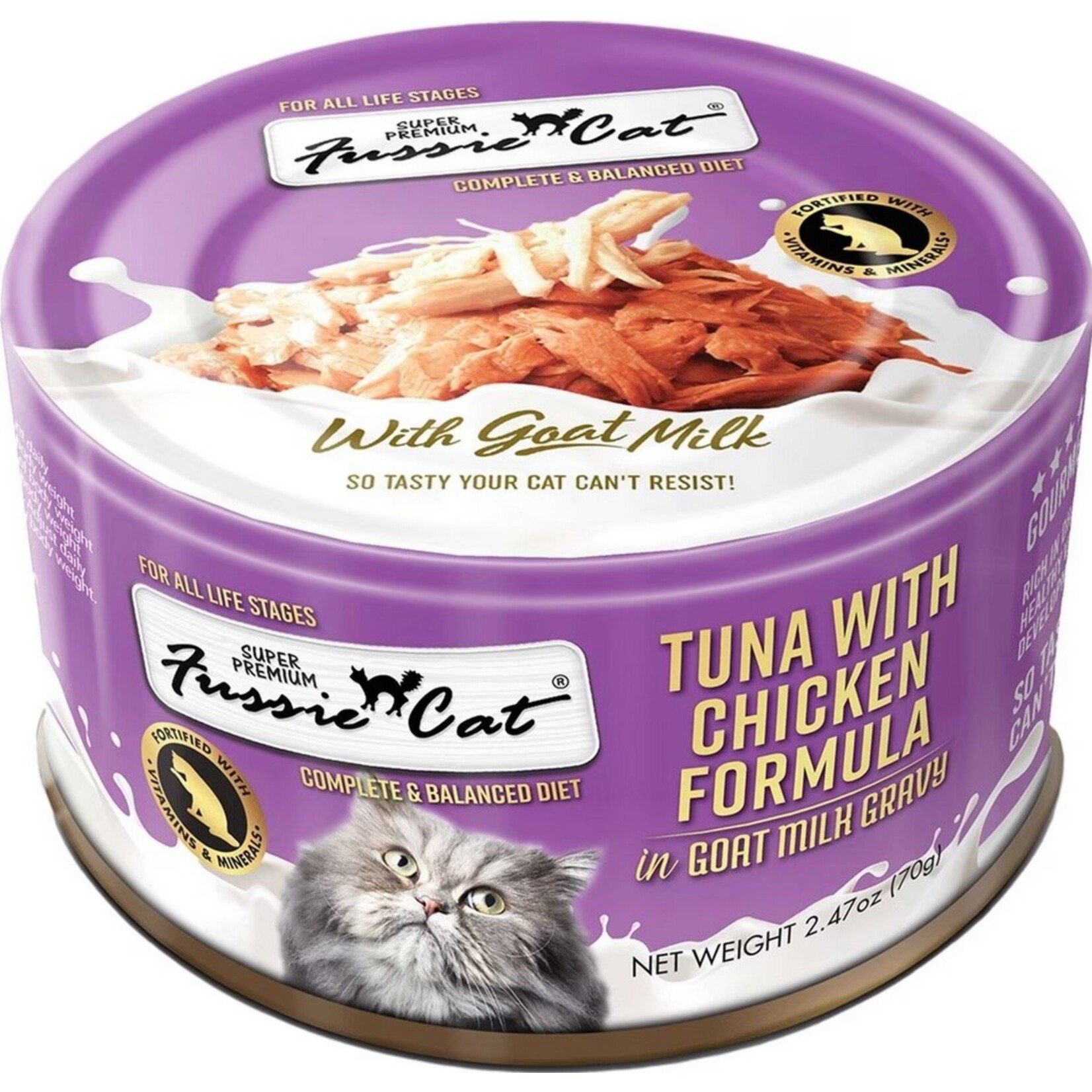 Fussie Cat FUSSIE Goat Milk Tuna Chicken Cat 2.47oz