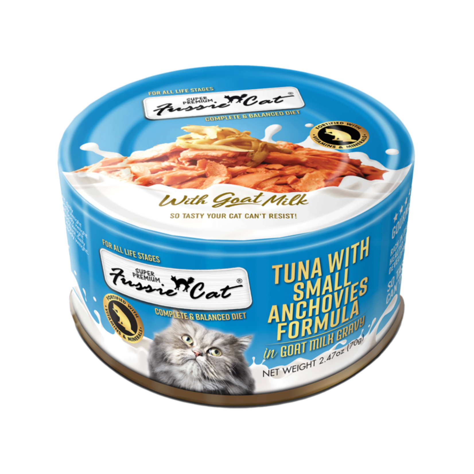Fussie Cat FUSSIE CAT GOAT MILK & TUNA W/ SMALL ANCHOVIES 2.47 OZ