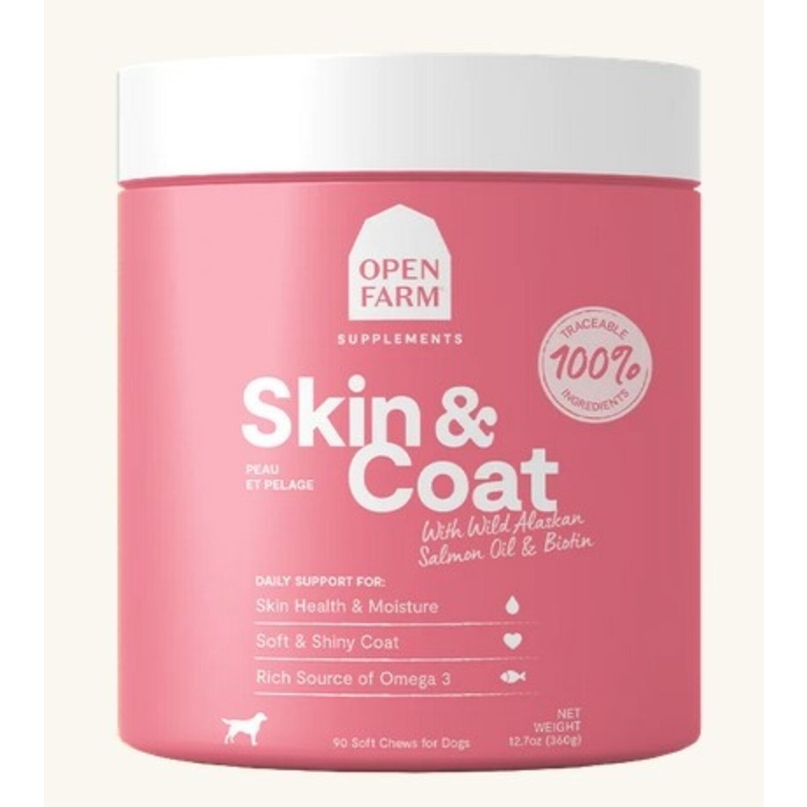 Open Farm Open Farm Skin & Coat Food Supplement Chews for Dogs 90 Count