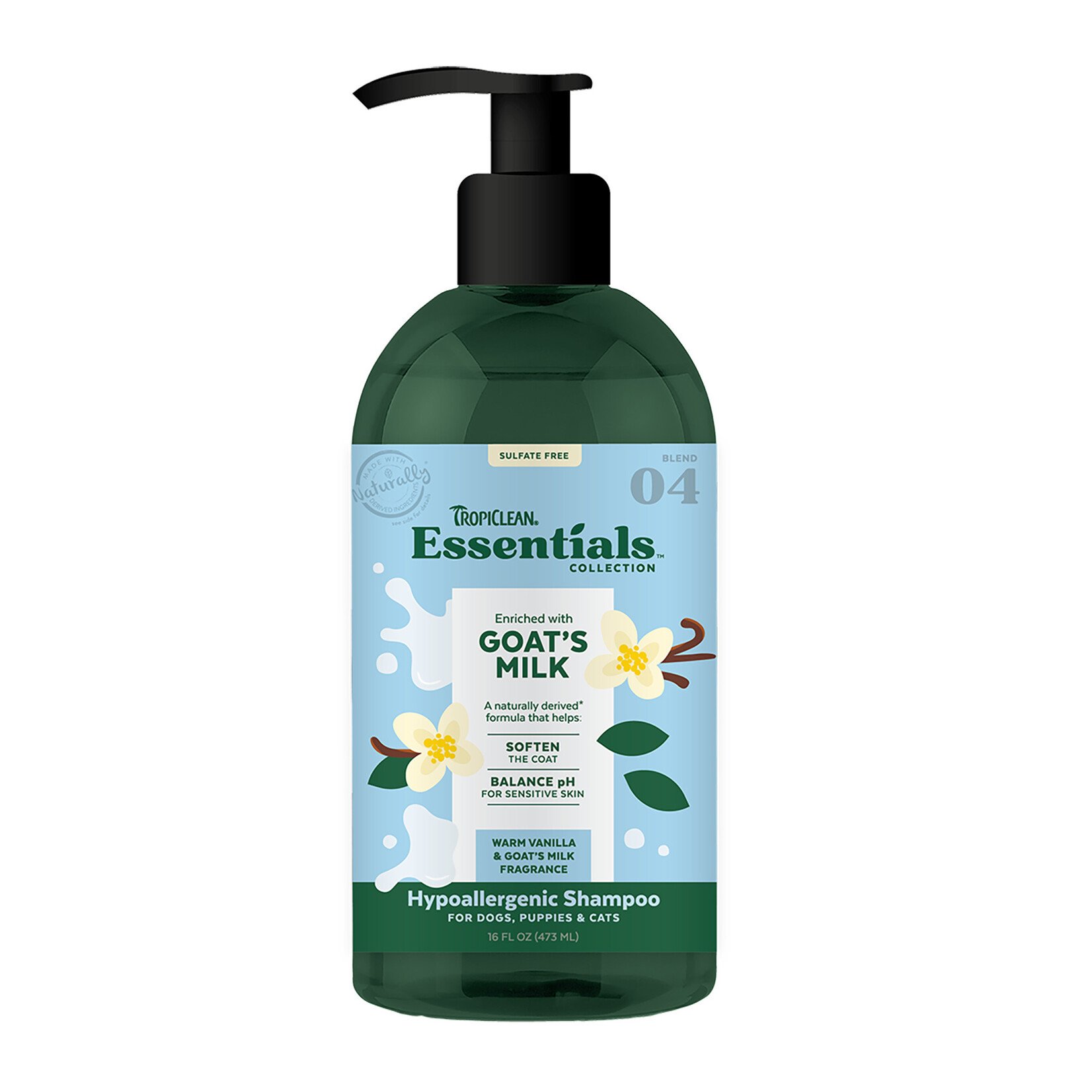 Tropiclean TROPICLEAN Essentials Shampoo Goat's Milk 16oz Dog & Cat