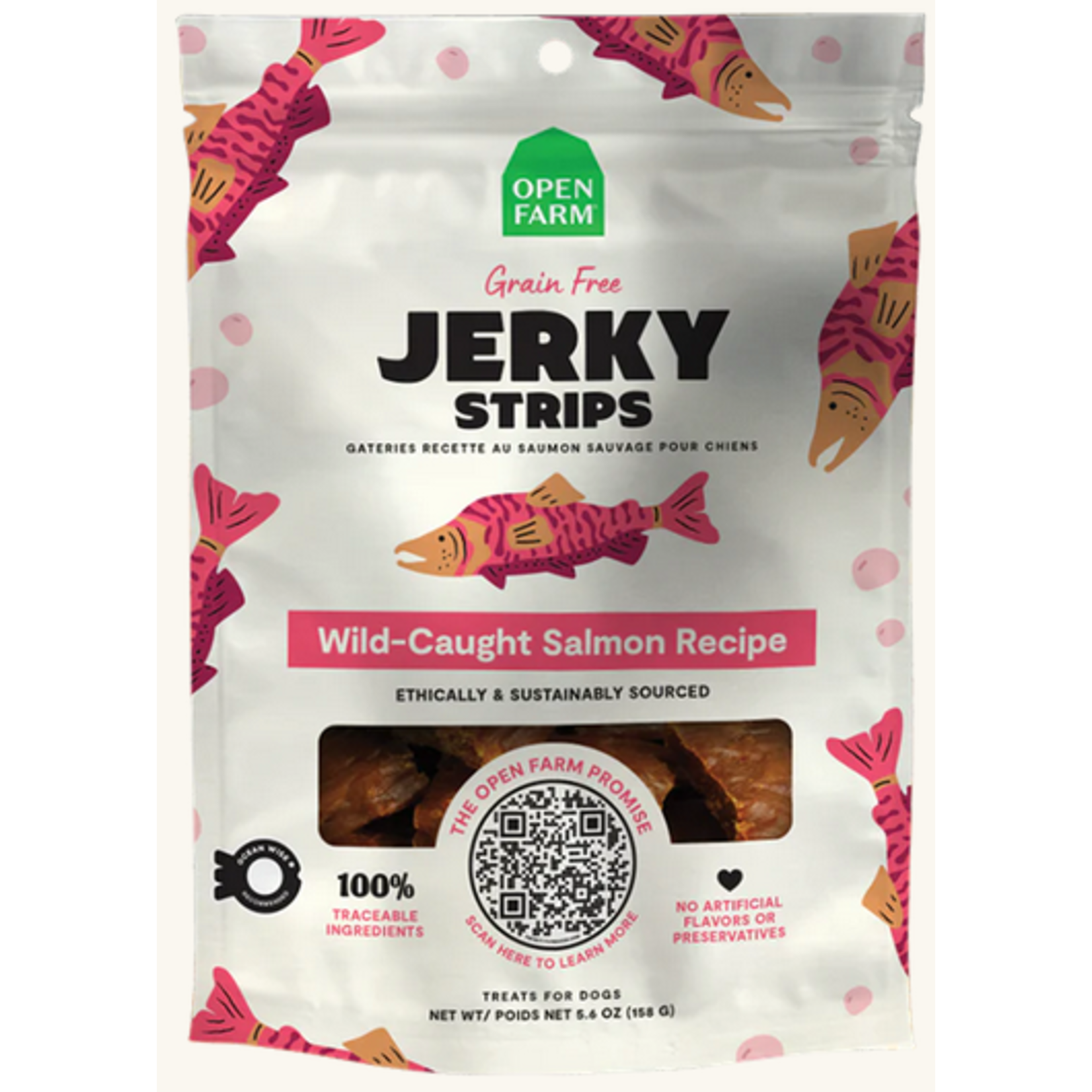 Open Farm OPEN FARM GF SALMON JERKY STRIPS 5.6 OZ