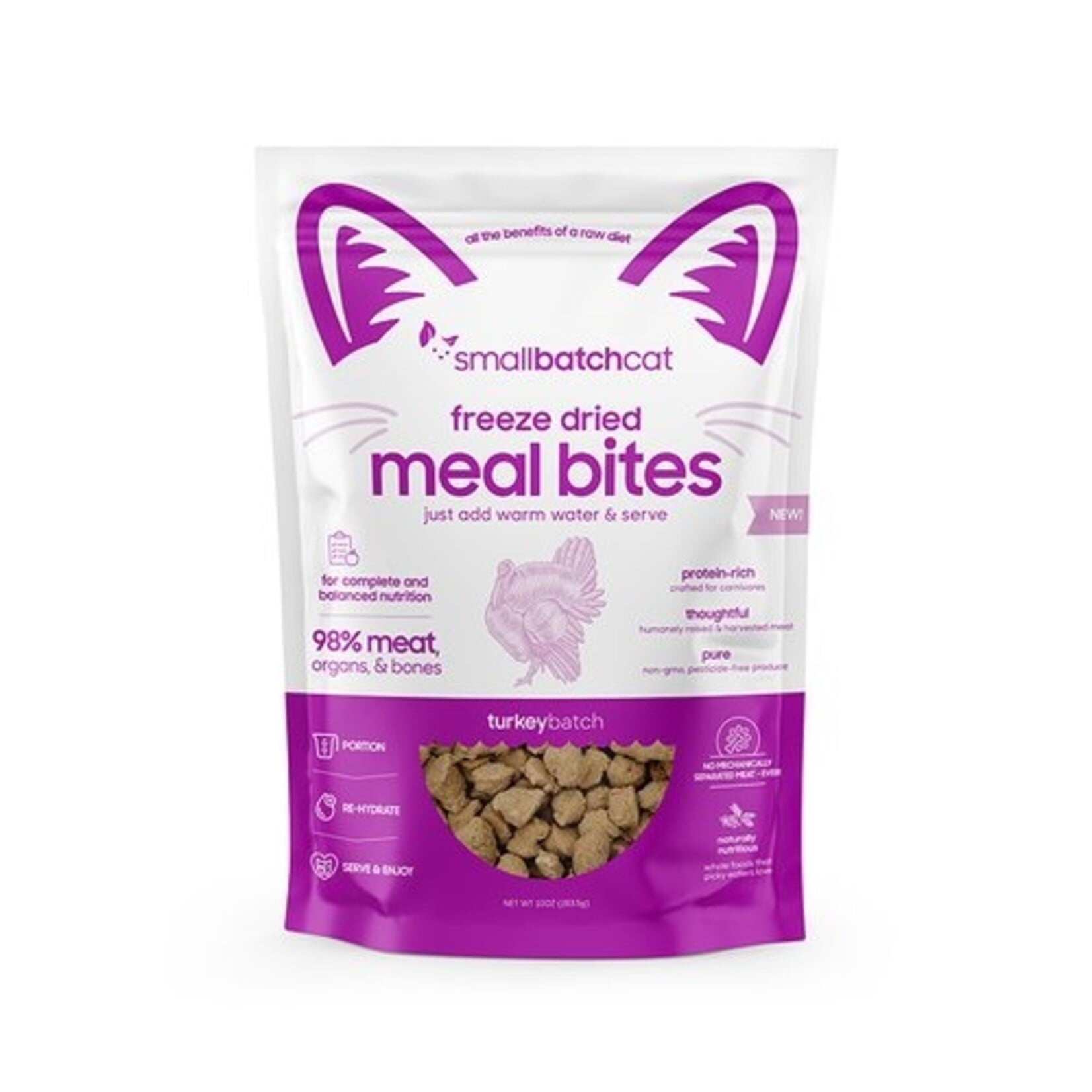 Smallbatch Smallbatch Cat Non-GMO Turkey Meal Bites Freeze-Dried Cat Food, 10 oz