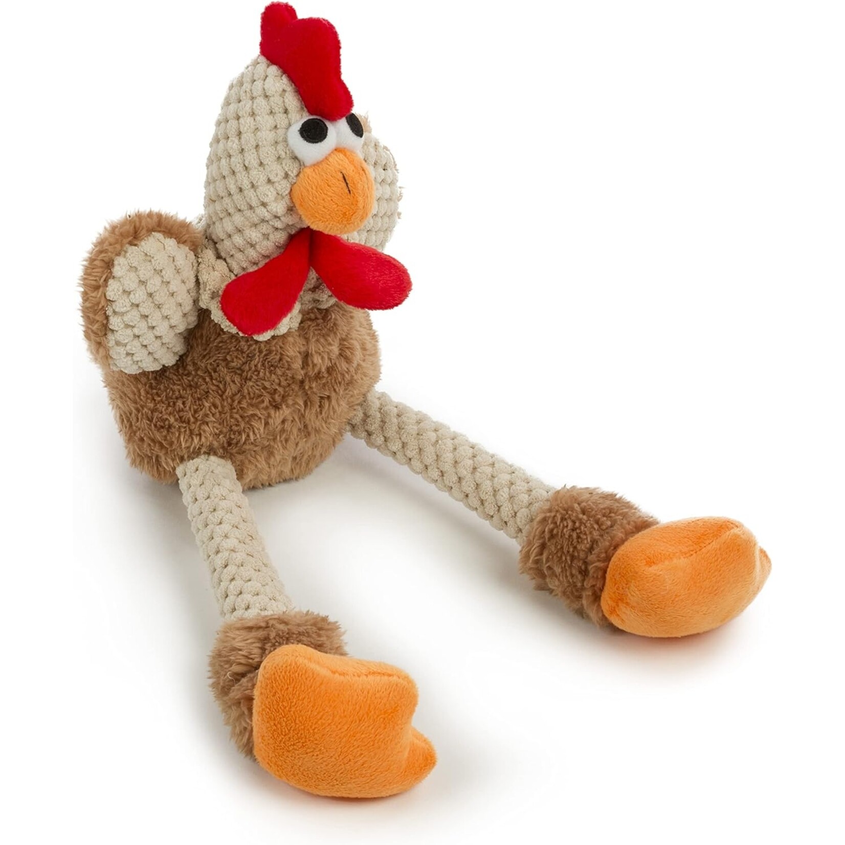 Worldwise GoDog GODOG Skinny Brown Rooster Toy Dog Lrg