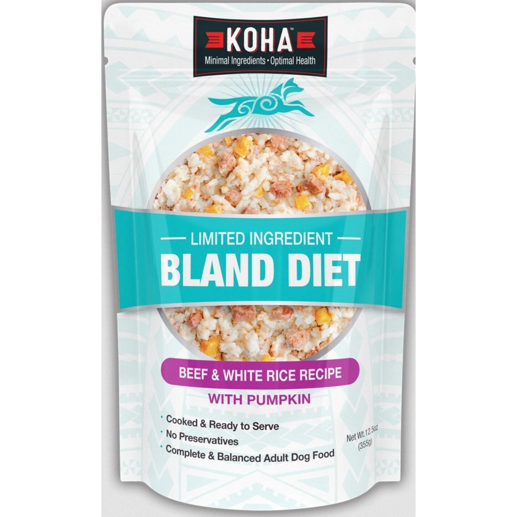 Koha KOHA LID Bland Diet Beef and Rice Pouch 12.5oz