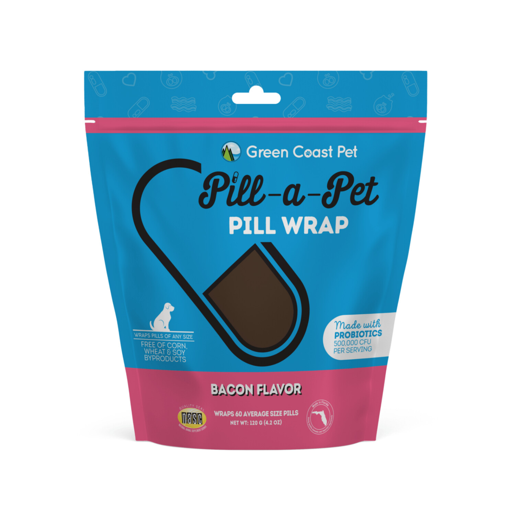 Green Coast Pet Green Coast Pet Pill A Pet Bacon Wrap Dog Treat 60ct