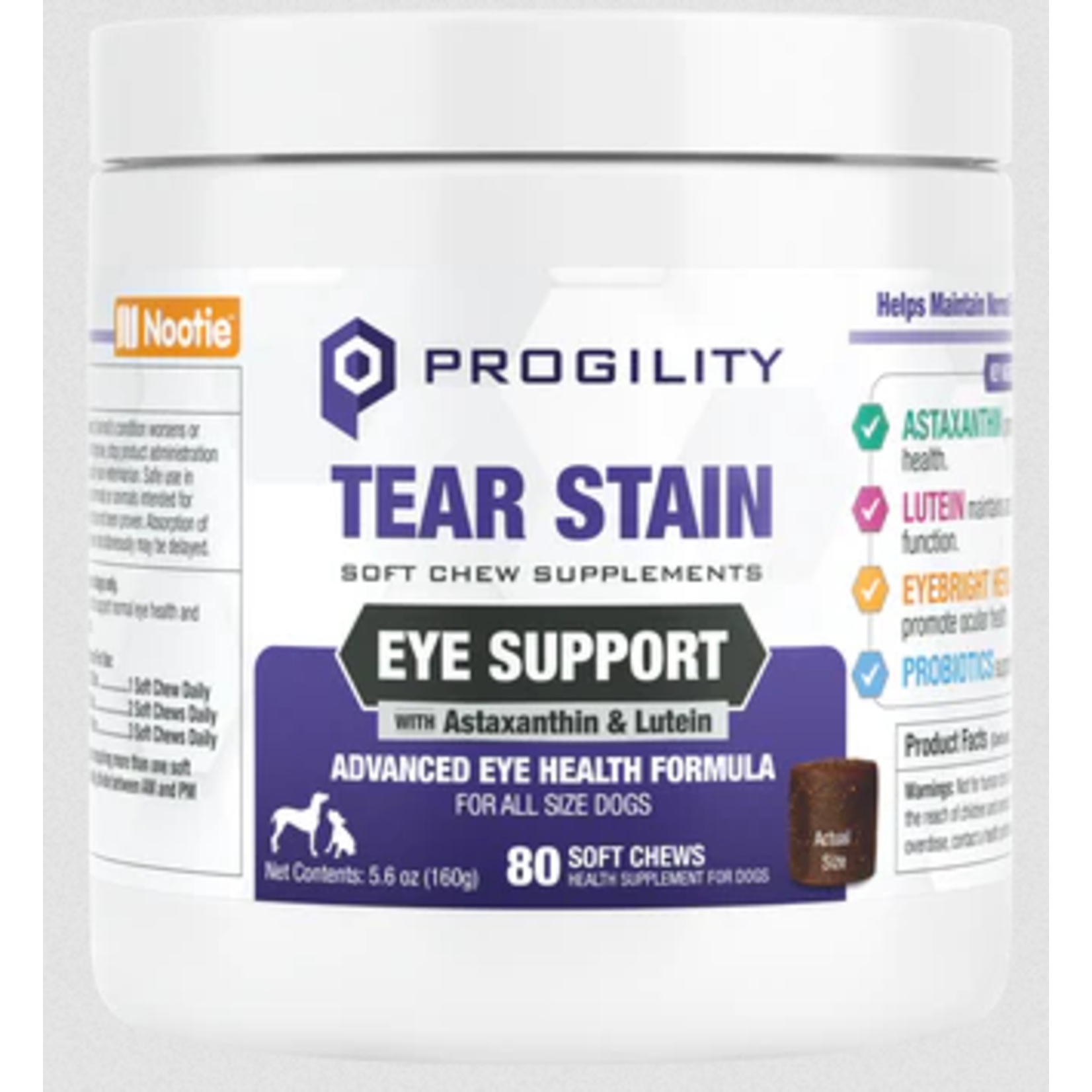 Nootie Nootie Progility Tear Stain Eye Support Soft Chew Supplement for Dogs 80 Count