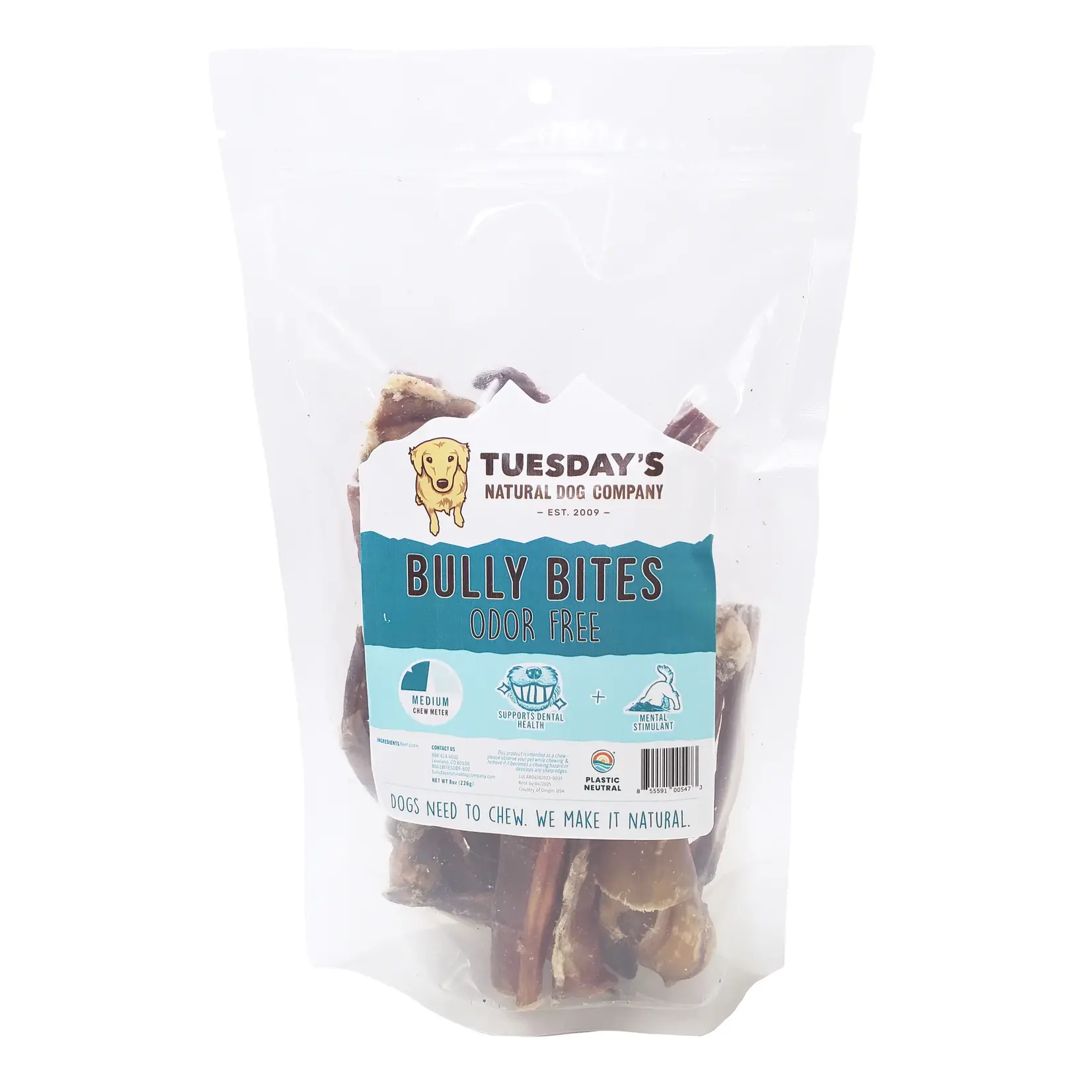 Tuesday's Natural Dog Company TUES NATURAL DOG CO Odor Free Bully Bites 8oz