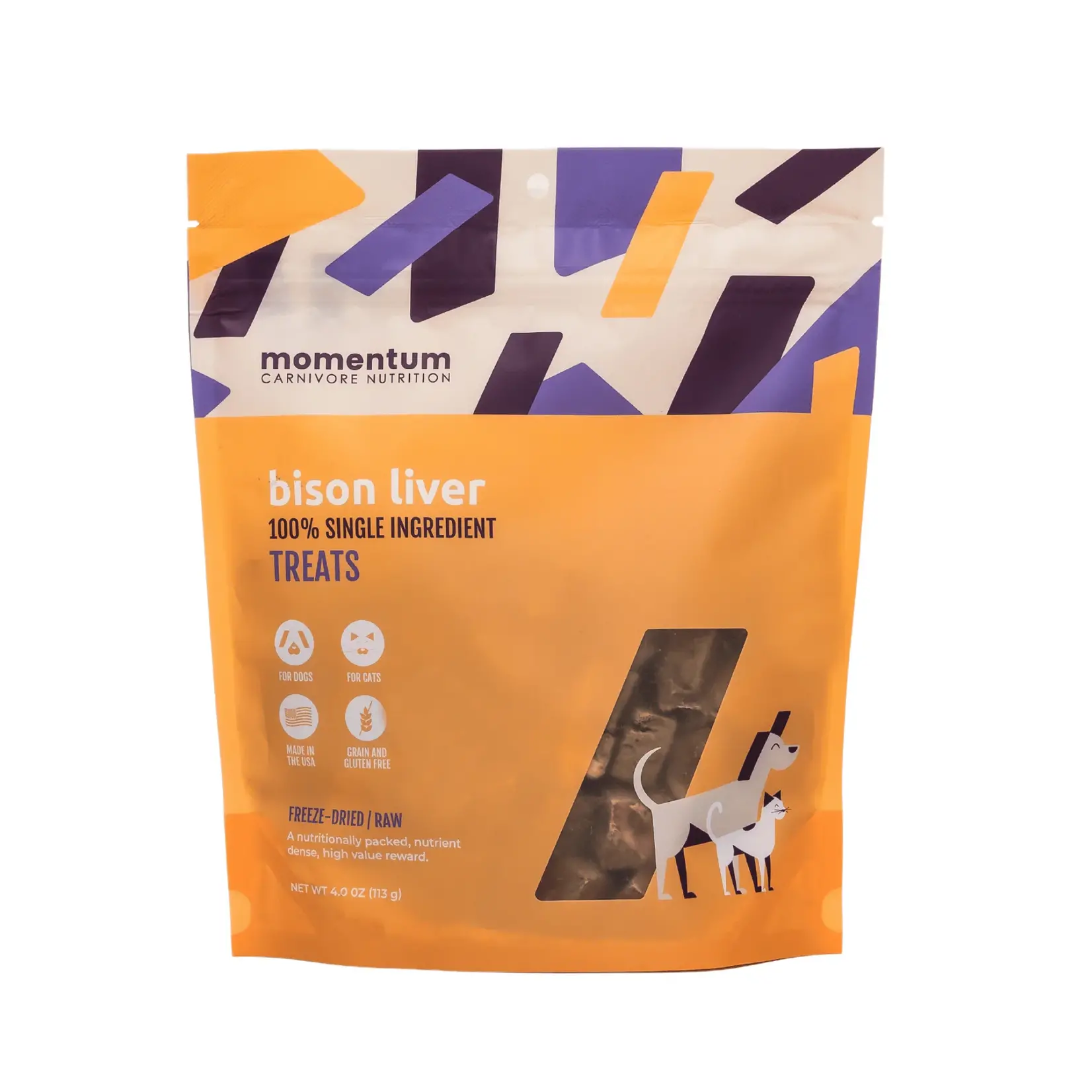 Momentum Momentum Freeze Dried Single Ingredient Bison Liver Dog and Cat Treats, 4 oz