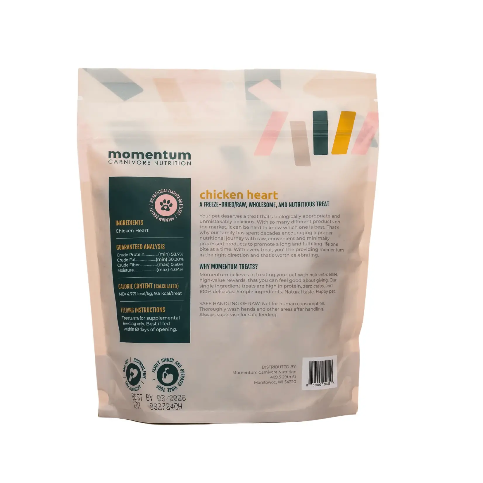 Momentum Momentum Freeze Dried Single-Ingredient Chicken Heart Dog and Cat Treats, 3.5 oz
