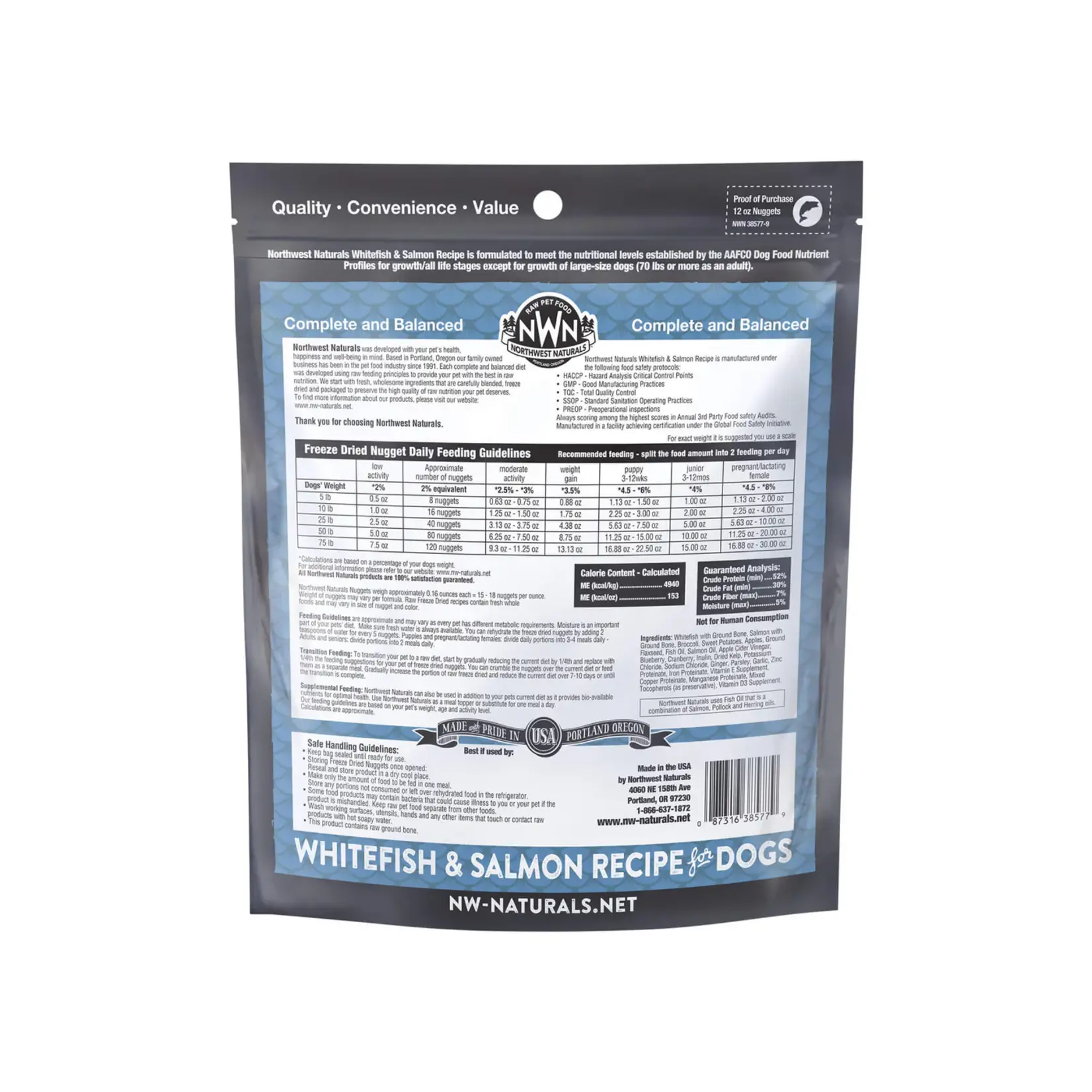 Northwest Naturals Northwest Naturals Freeze Dried Raw Nuggets Whitefish & Salmon Dog Food 12oz