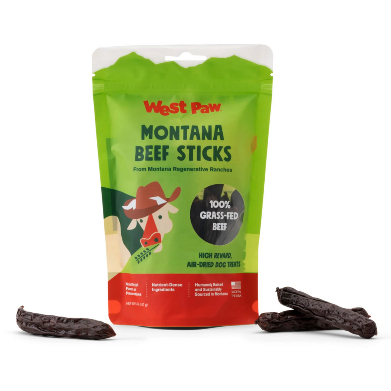 West Paw WEST PAW AIR DRIED MONTANA BEEF STICKS 6 OZ