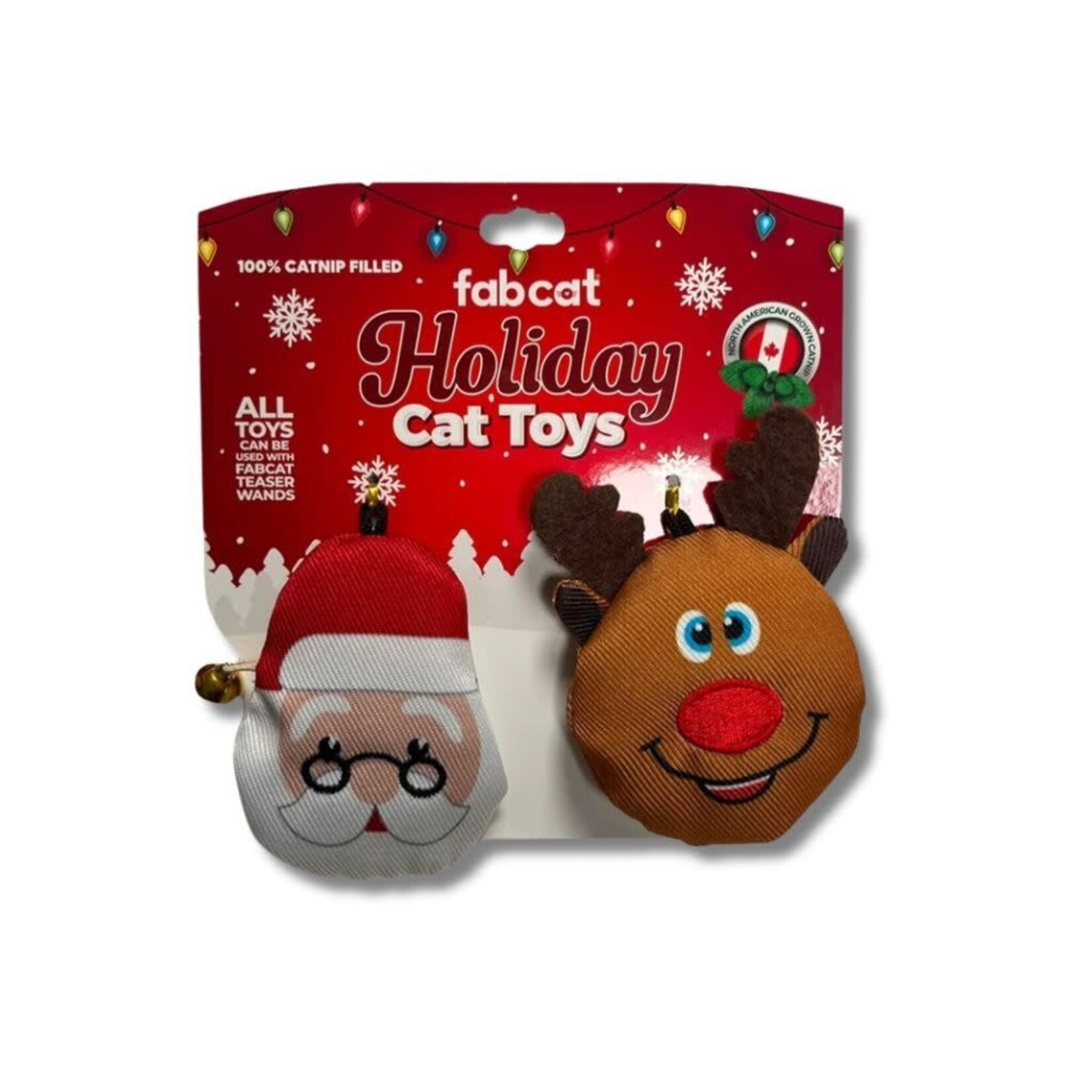 Fabdog FABCAT Holiday Santa Reindeer Cat Toy 2pk