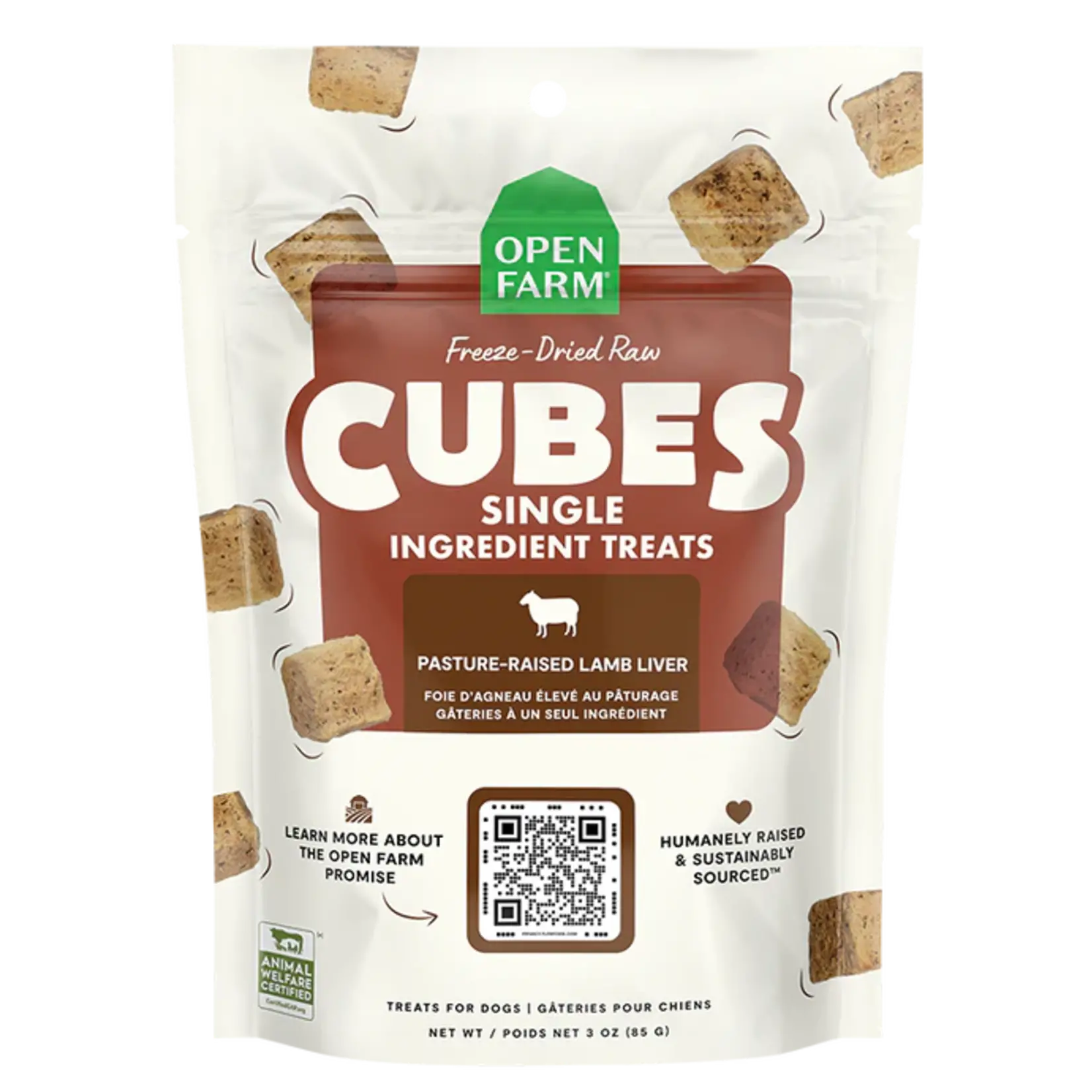 Open Farm OPEN FARM FD Lamb Liver Cubes Dog Treat 3oz