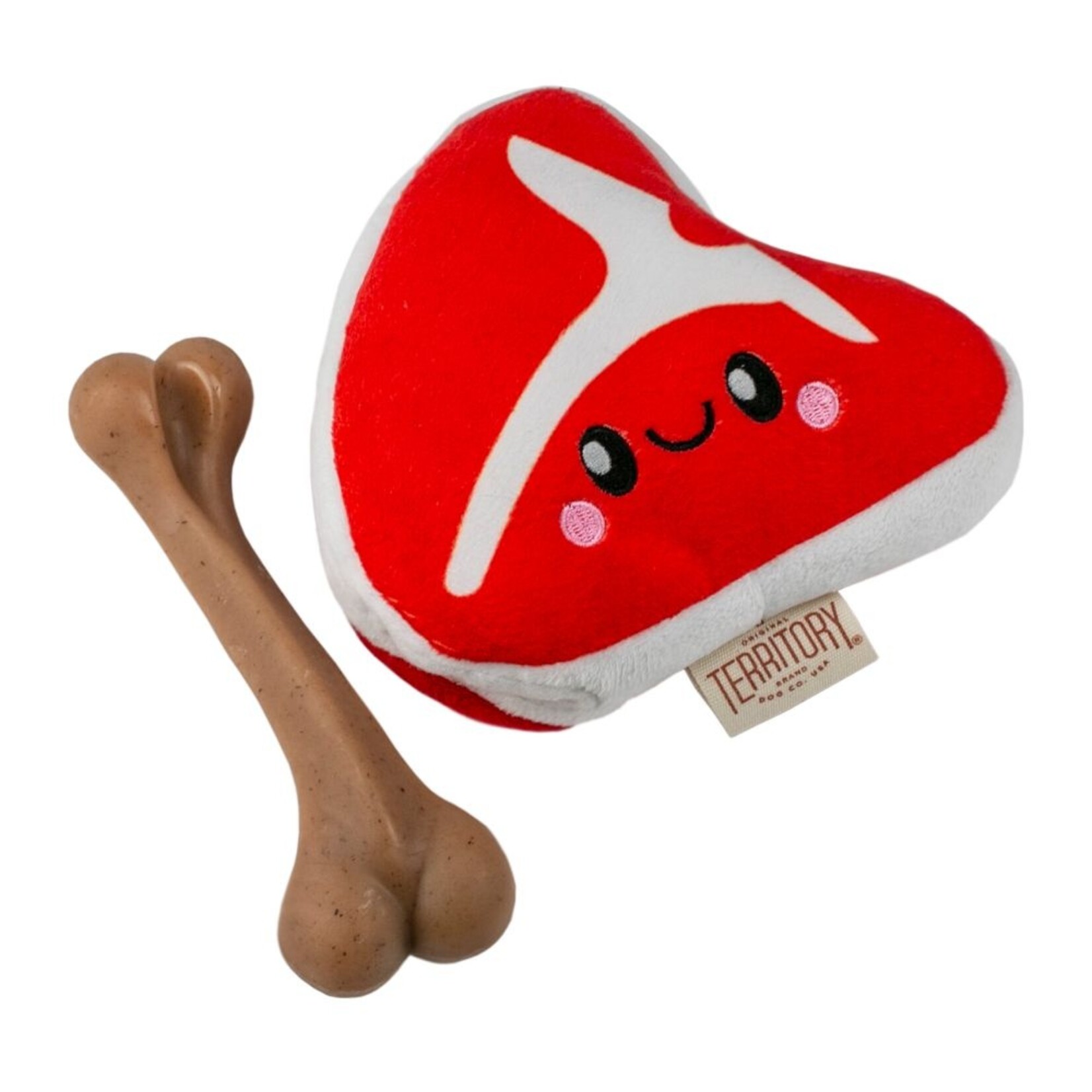Territory TERRITORY Plush 2 in 1 Meat on Bone Dog Toy 8"