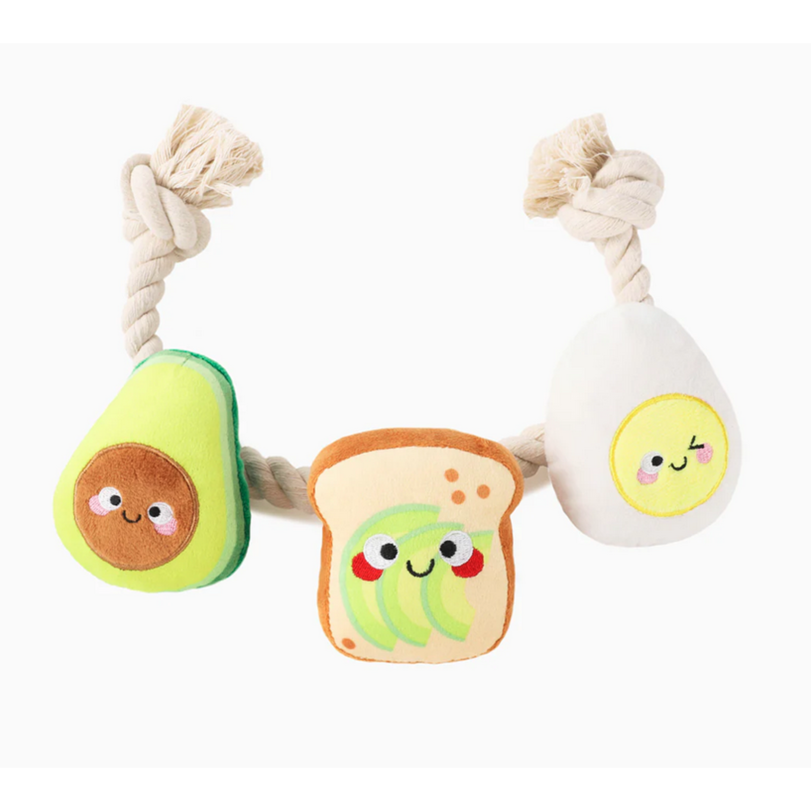 HugSmart HUGSMART Rope Funz Toast and Egg Dog Toy