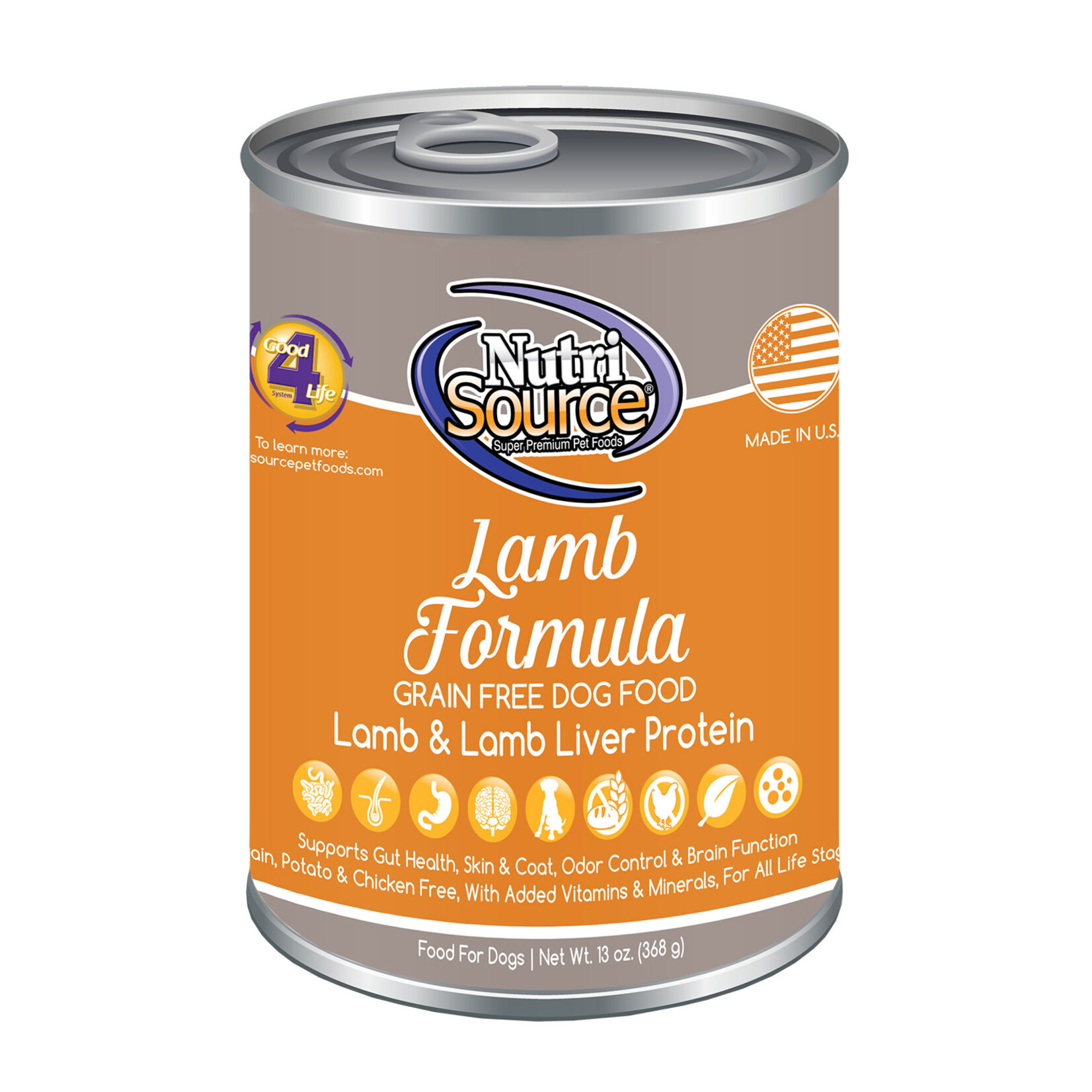 Nutrisource NUTRISOURCE GF Lamb & Lamb Liver Dog Can 12.3oz