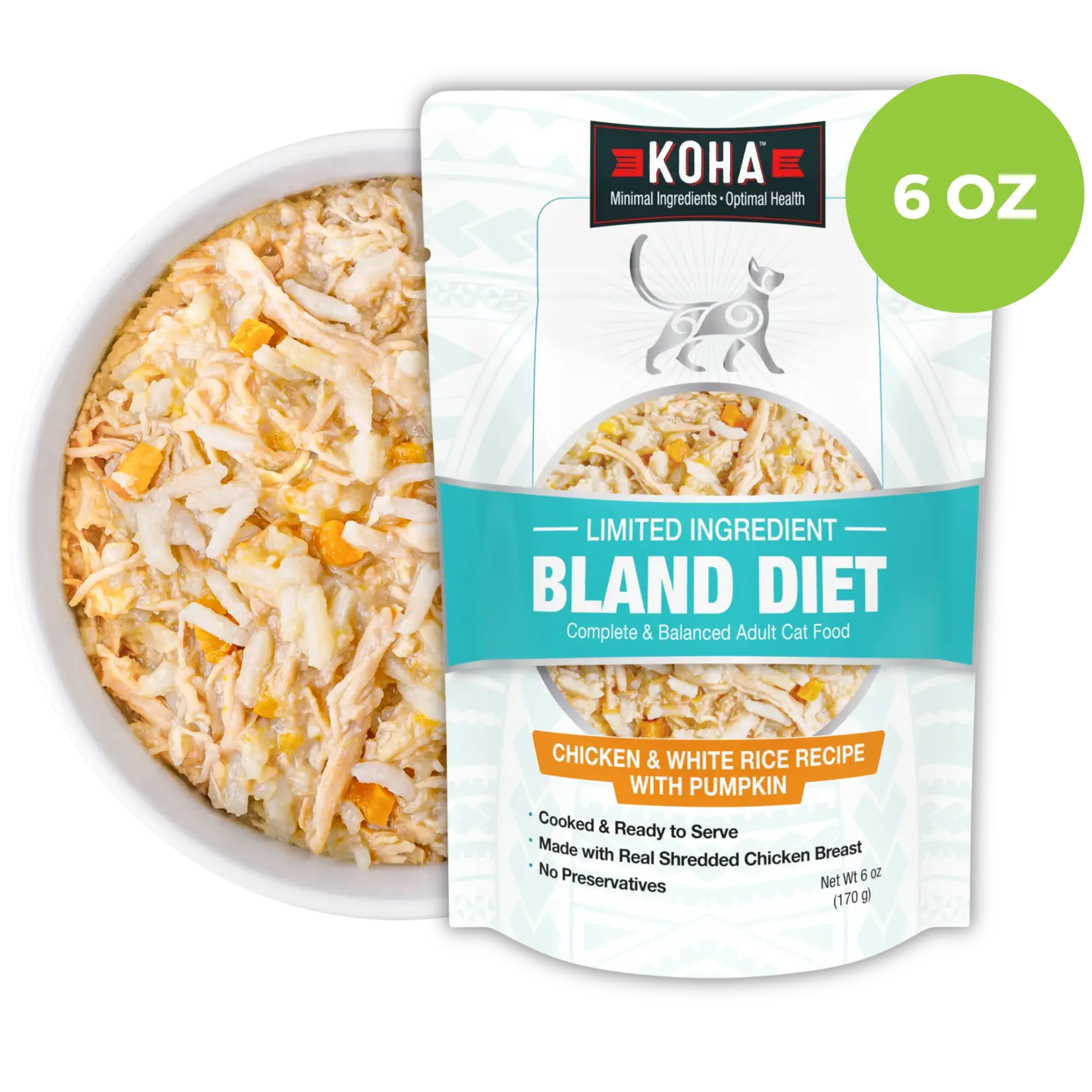 Koha KOHA LID Bland Diet Chicken & Rice Pouch CAT 6oz Single