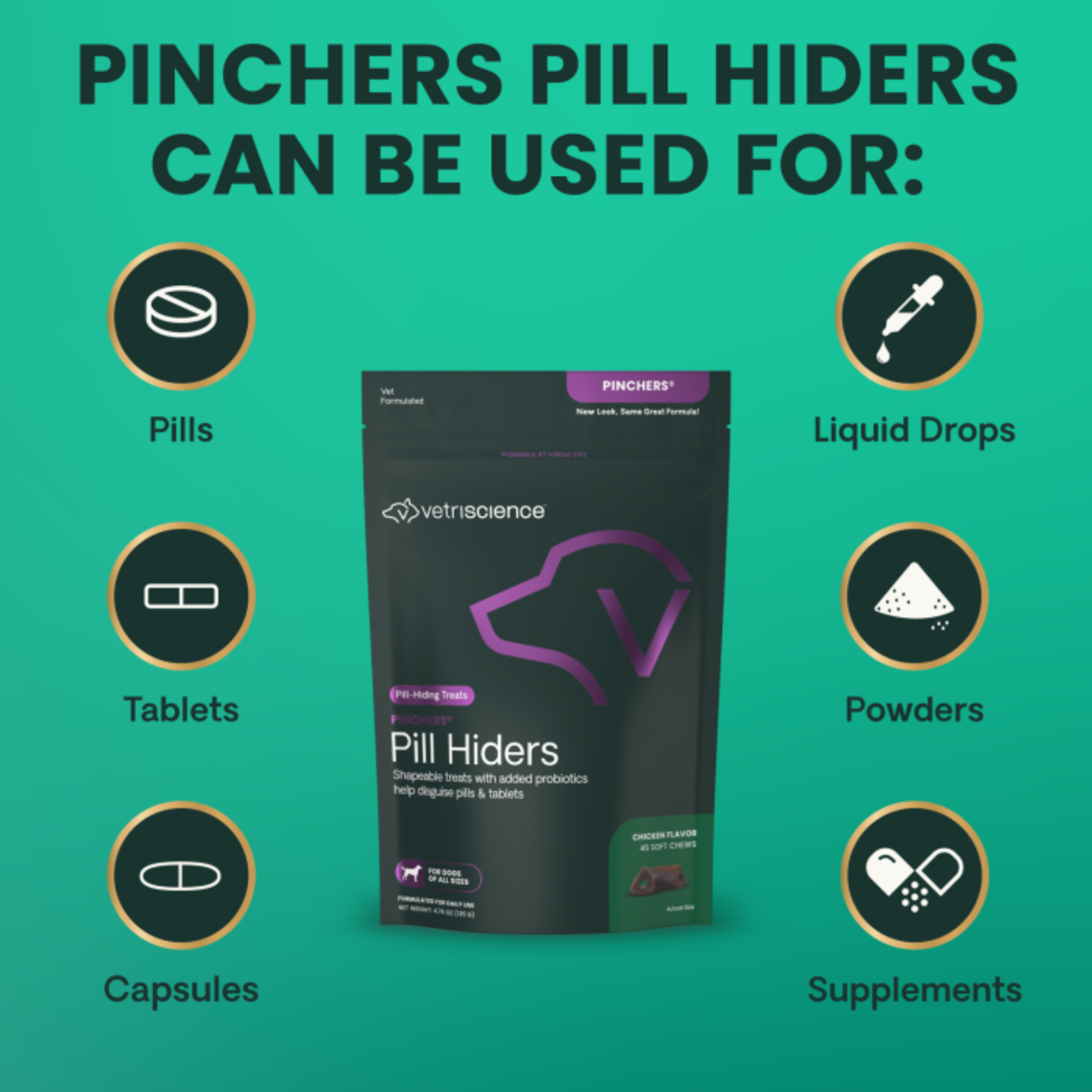 Pet Naturals / VetriScience VETRI Pinchers Pill Hiding Treat Chicken Dog 45ct