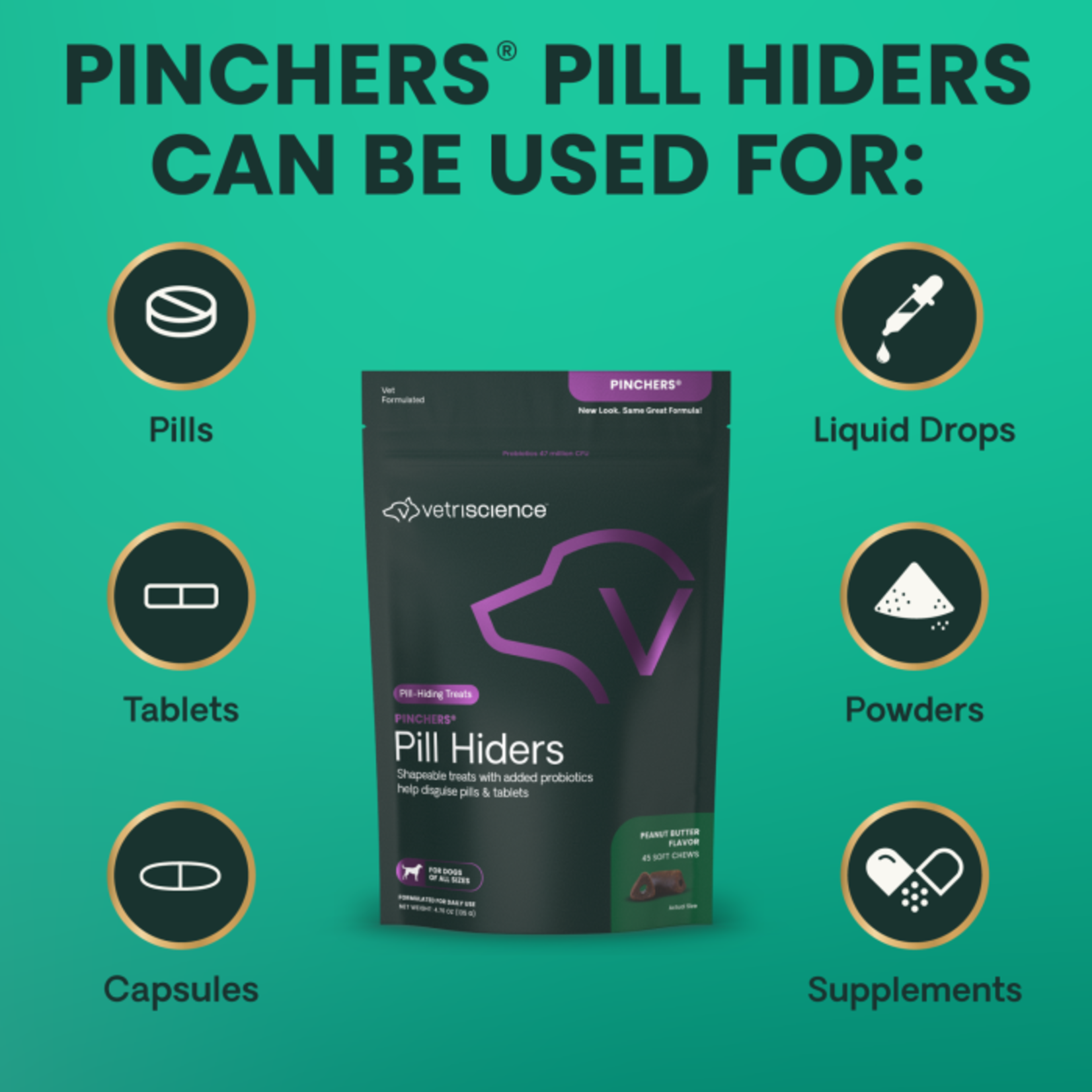 Pet Naturals / VetriScience VETRI Pinchers Pill Hiding Treat PB Dog 45ct