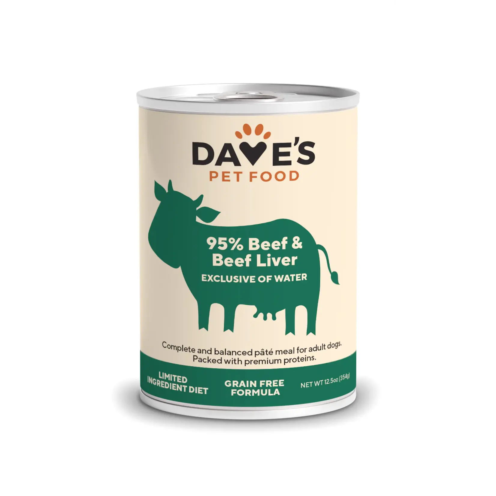 Dave's Pet Food Dave's 95%  Beef and Beef Liver Canned Dog Food 12.5oz
