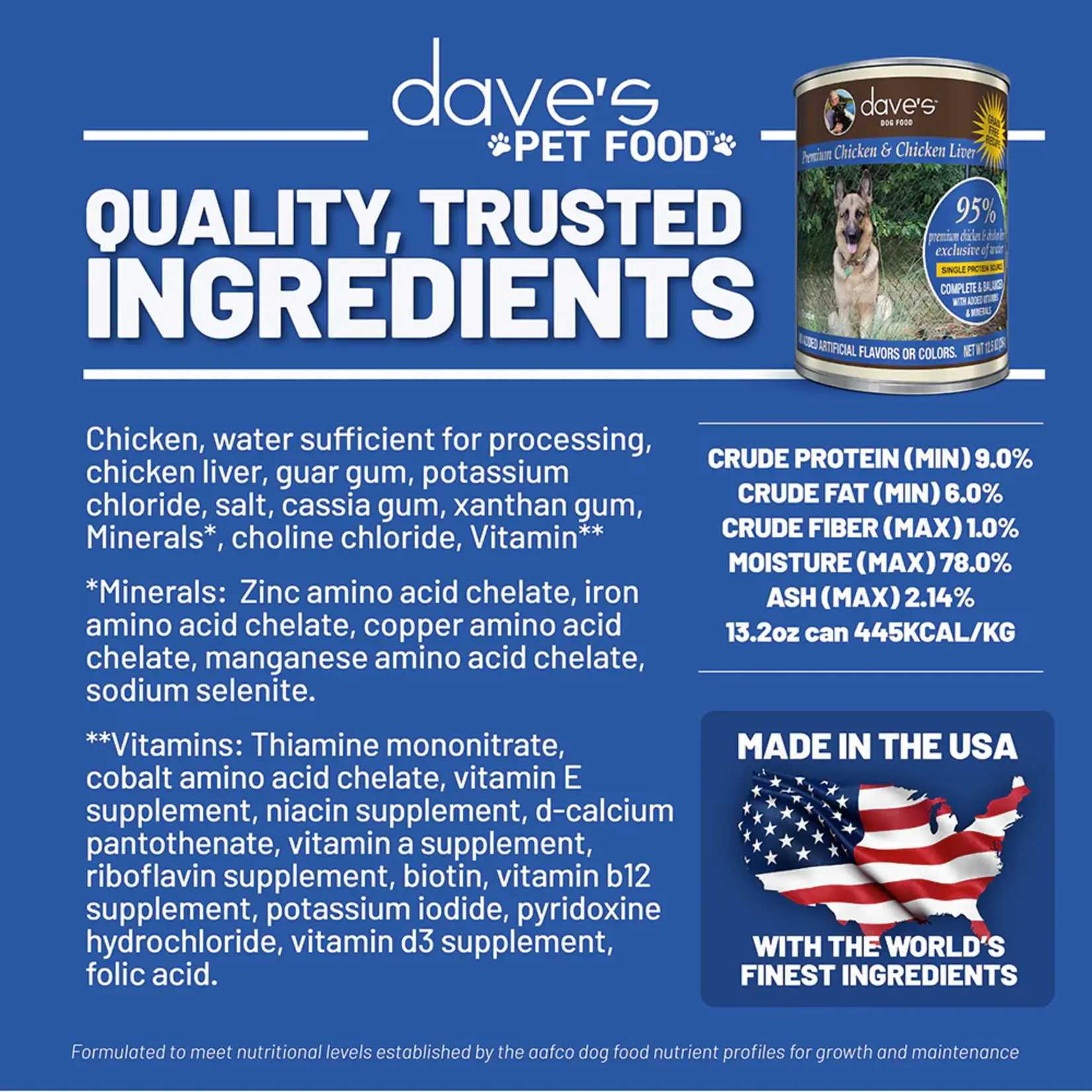 Dave's Pet Food Dave's 95% Chicken and Chicken Liver Canned Dog Food 12.5oz