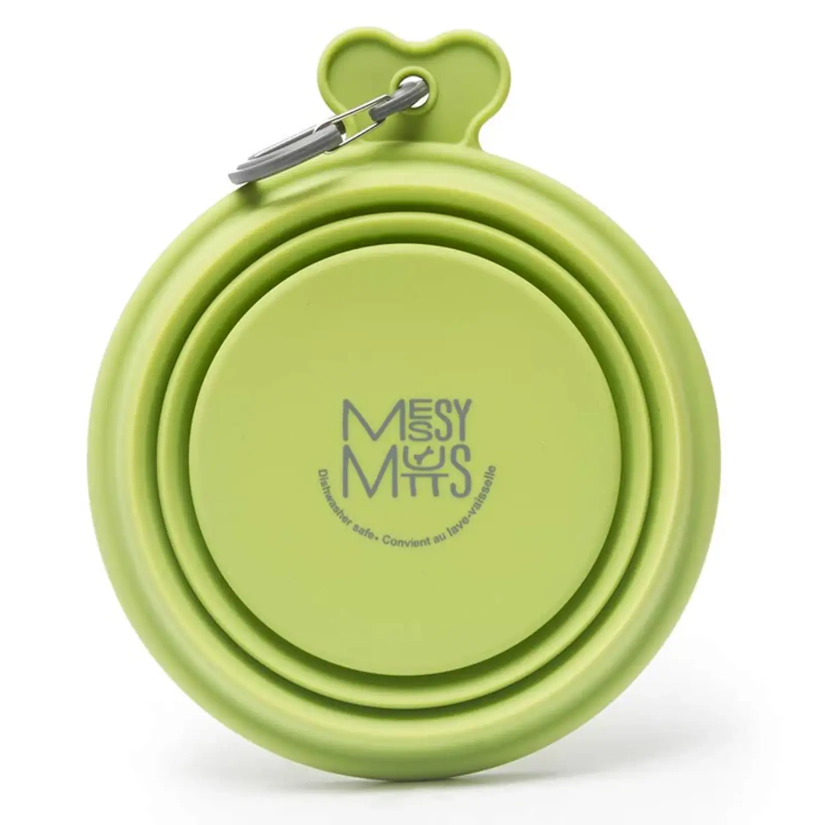 Messy Mutts Messy Mutts Silicone Collapsible Small Green Dog Bowl, 1.75 Cup