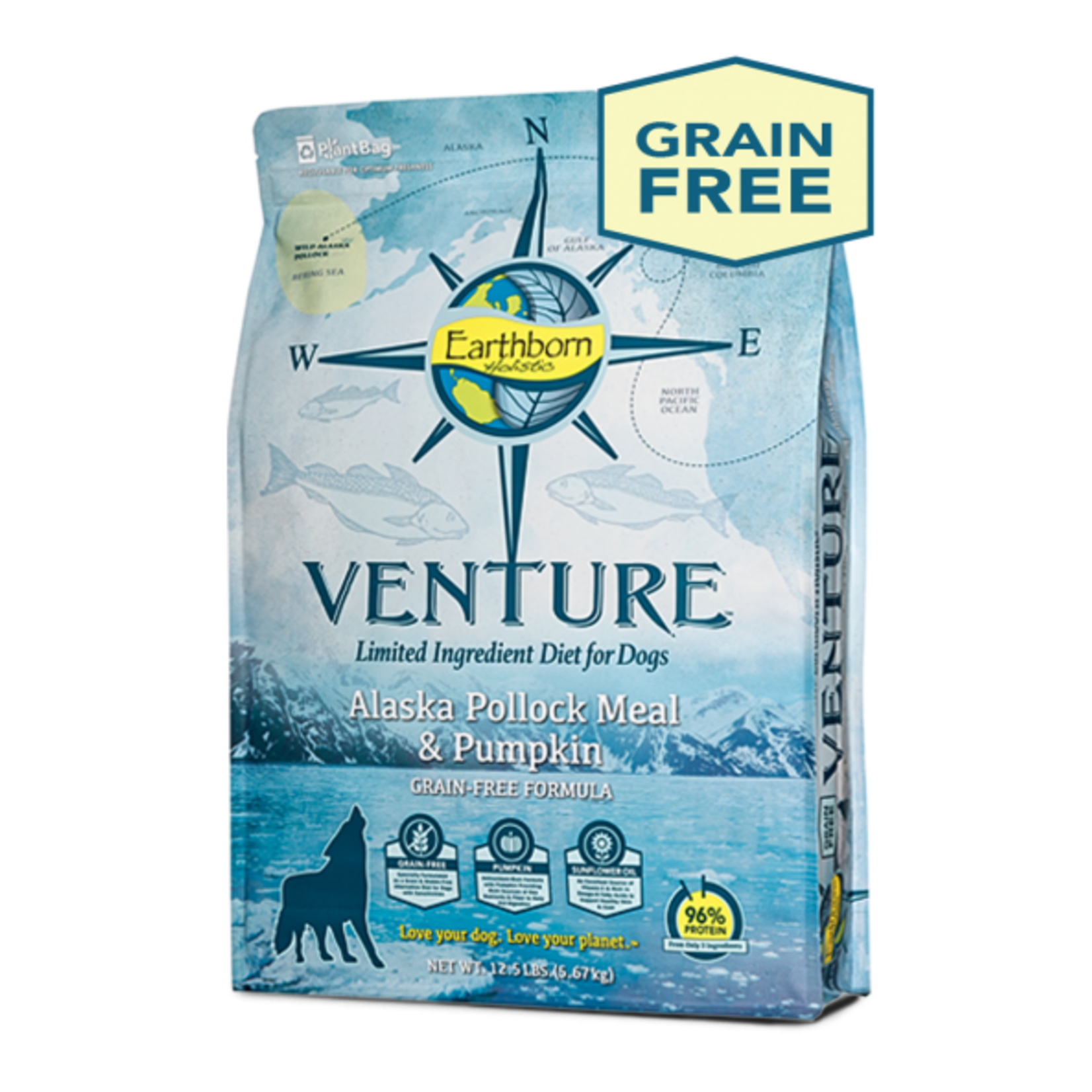 Earthborn Holistic Pet Food Earthborn Venture Grain Free Pollock & Pumpkin 4#