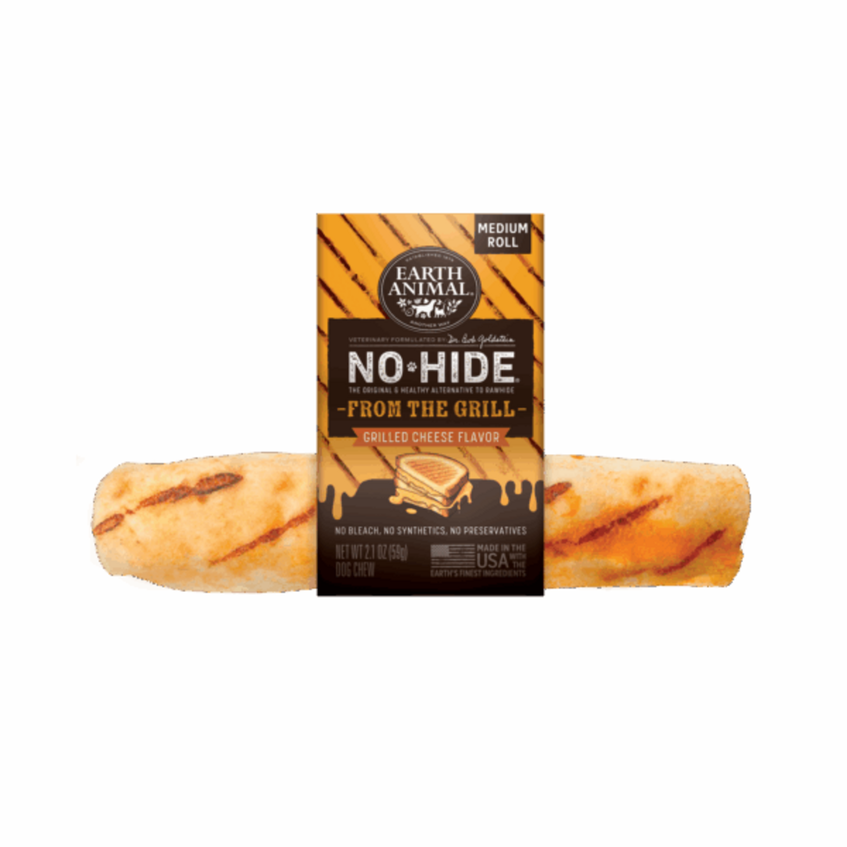 Earth Animal Earth Animal No Hide From The Grill Grilled Cheese Roll Medium Dog Chew